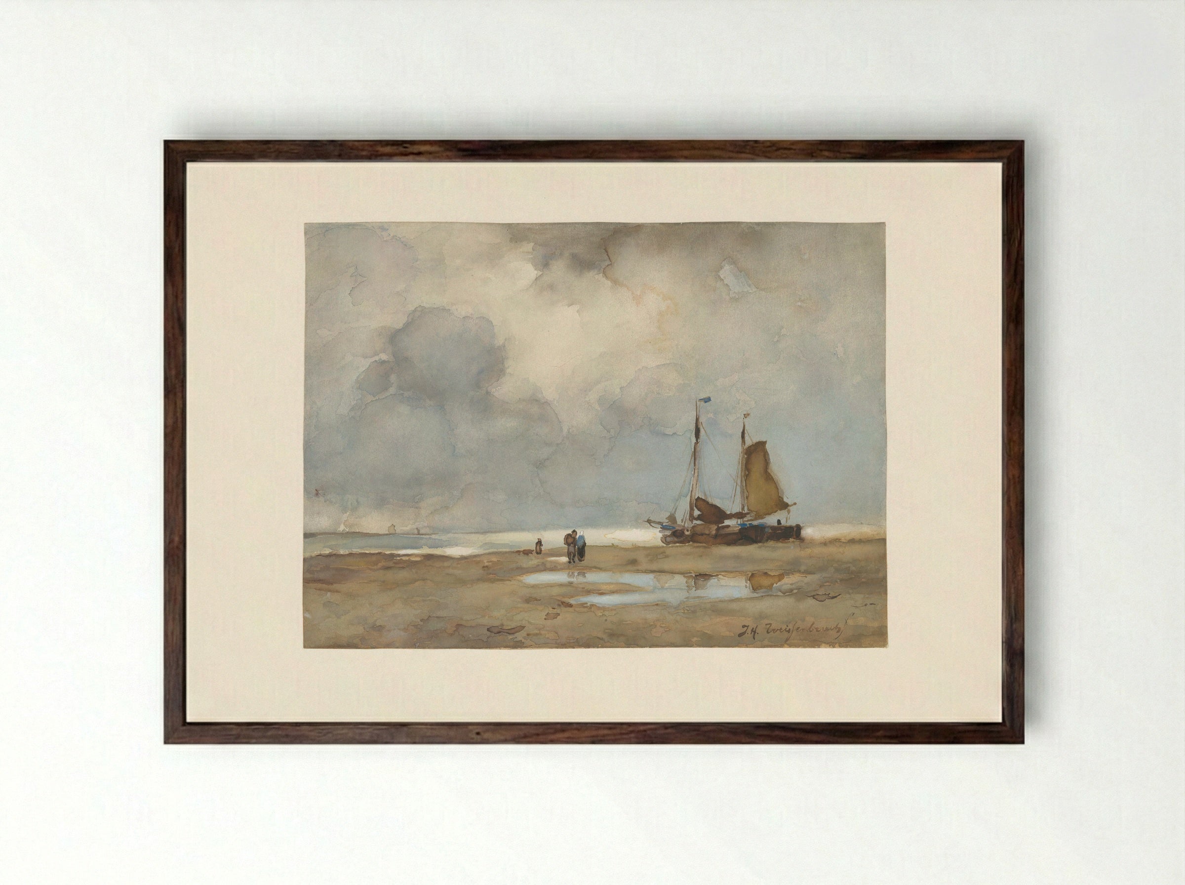Strandgezicht - Johan Hendrik Weissenbruch - Framed Print Dark Wood