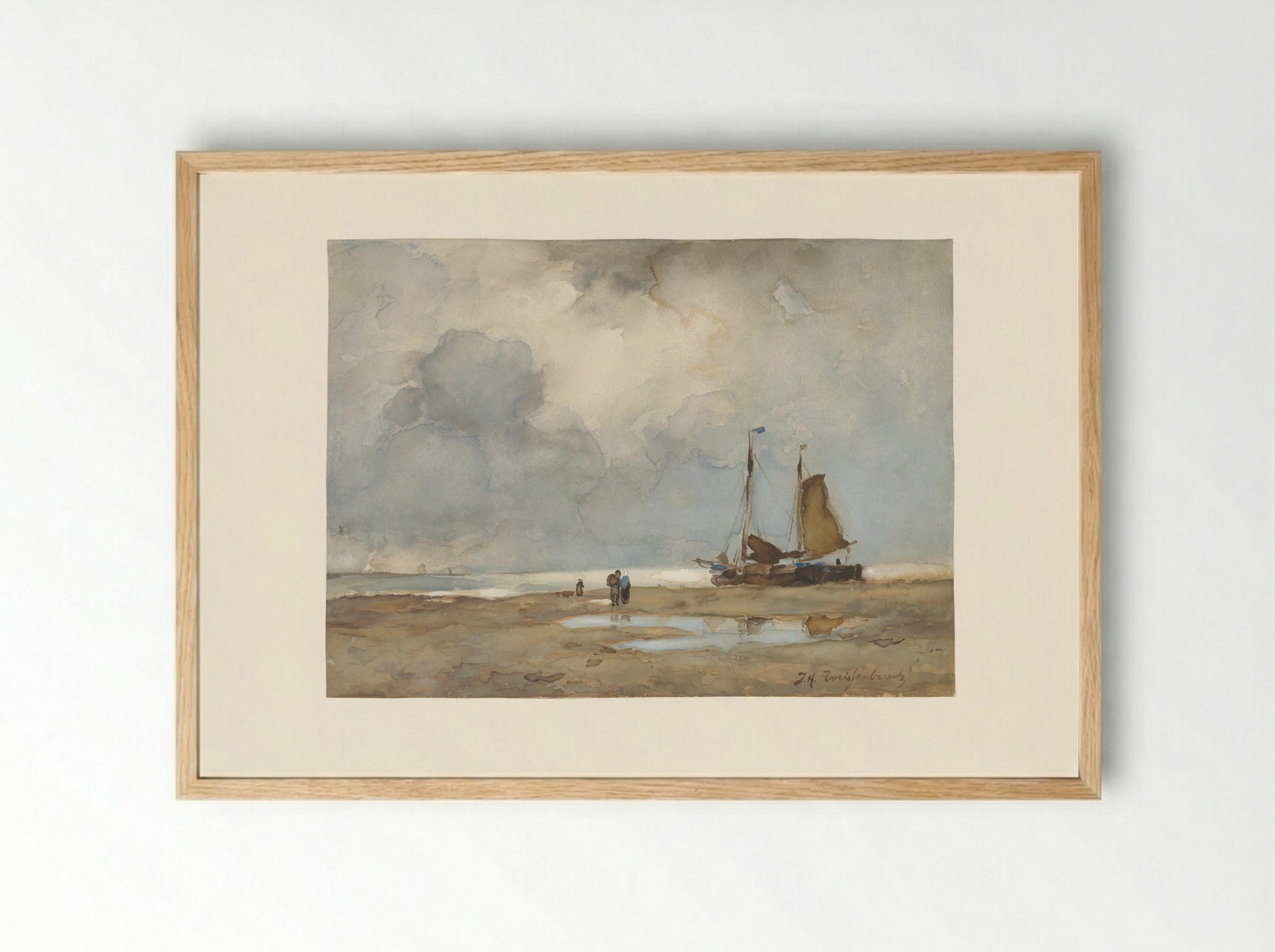 Strandgezicht - Johan Hendrik Weissenbruch - Framed Print Wood