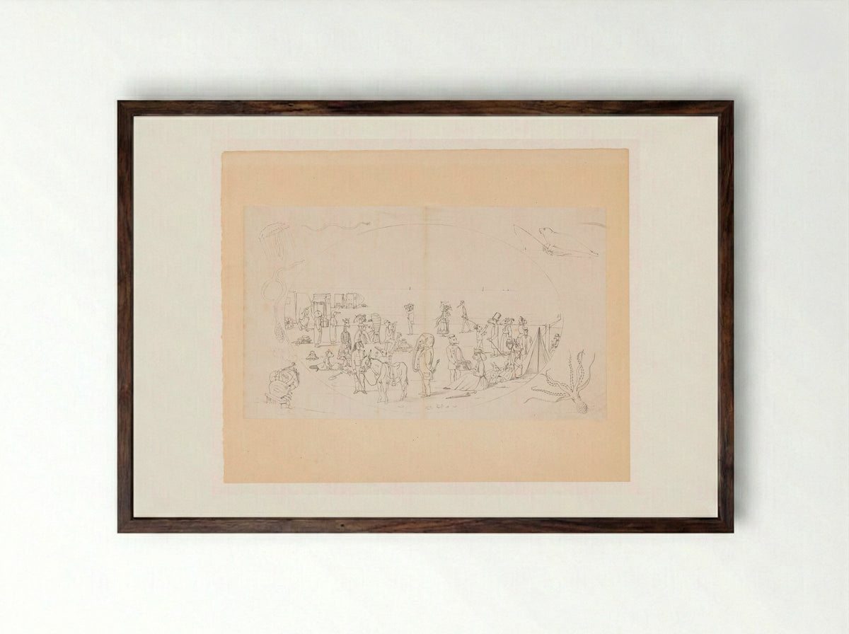 Strandtafereel met dieren - Victor de Stuers - Framed Print Dark Wood