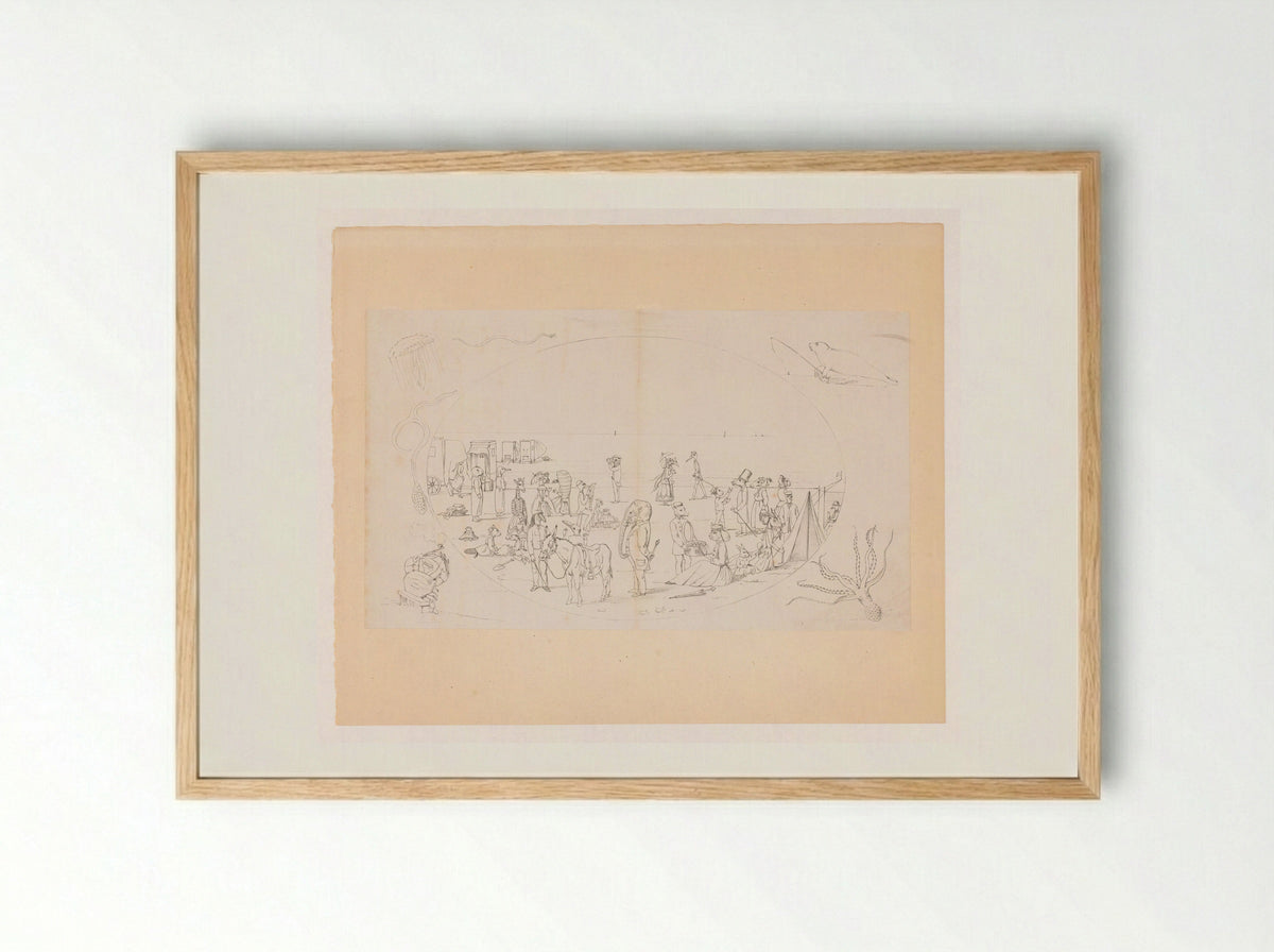 Strandtafereel met dieren - Victor de Stuers - Framed Print Wood