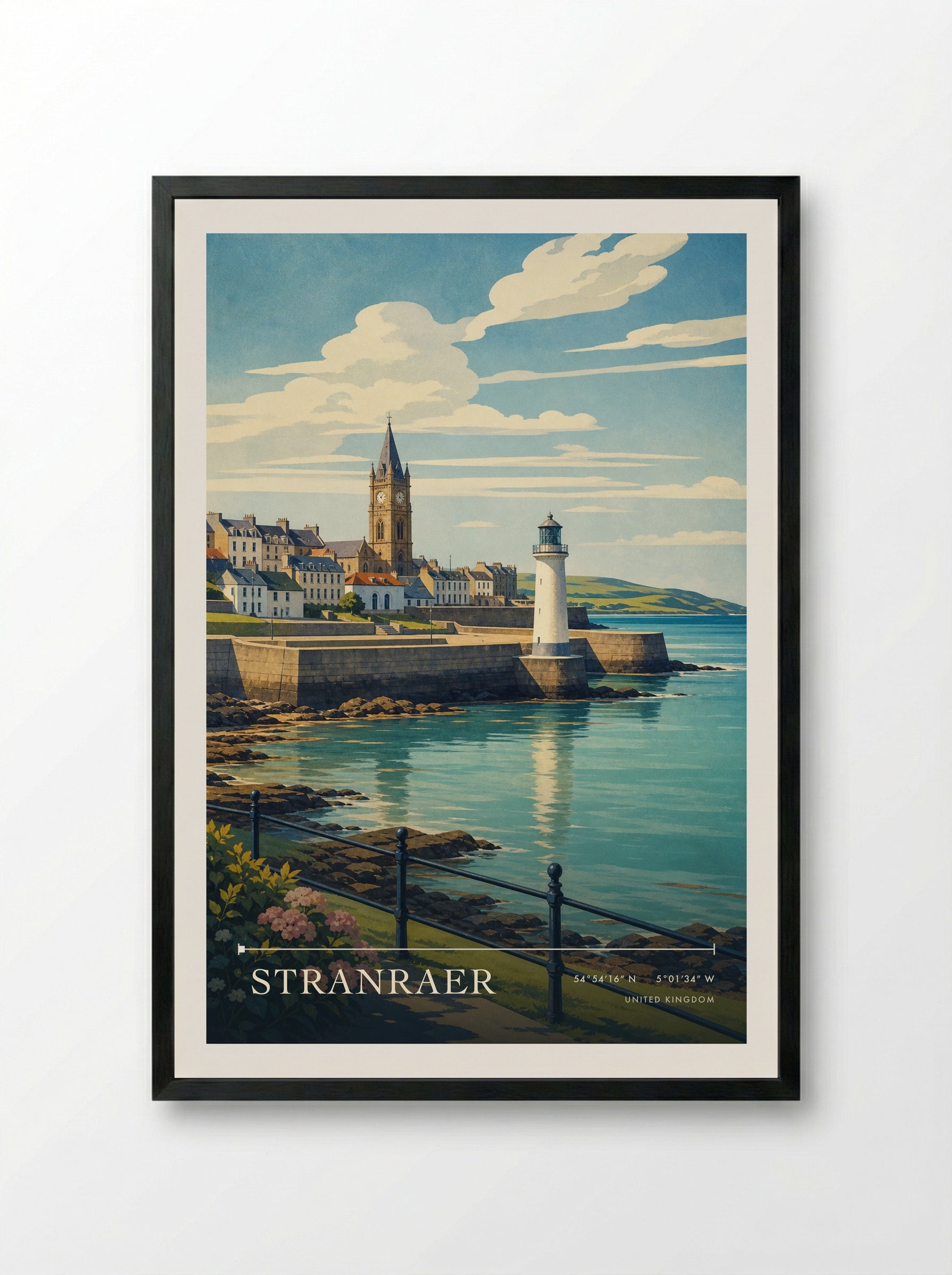 Stranraer United Kingdom Travel Poster - Framed Print Black