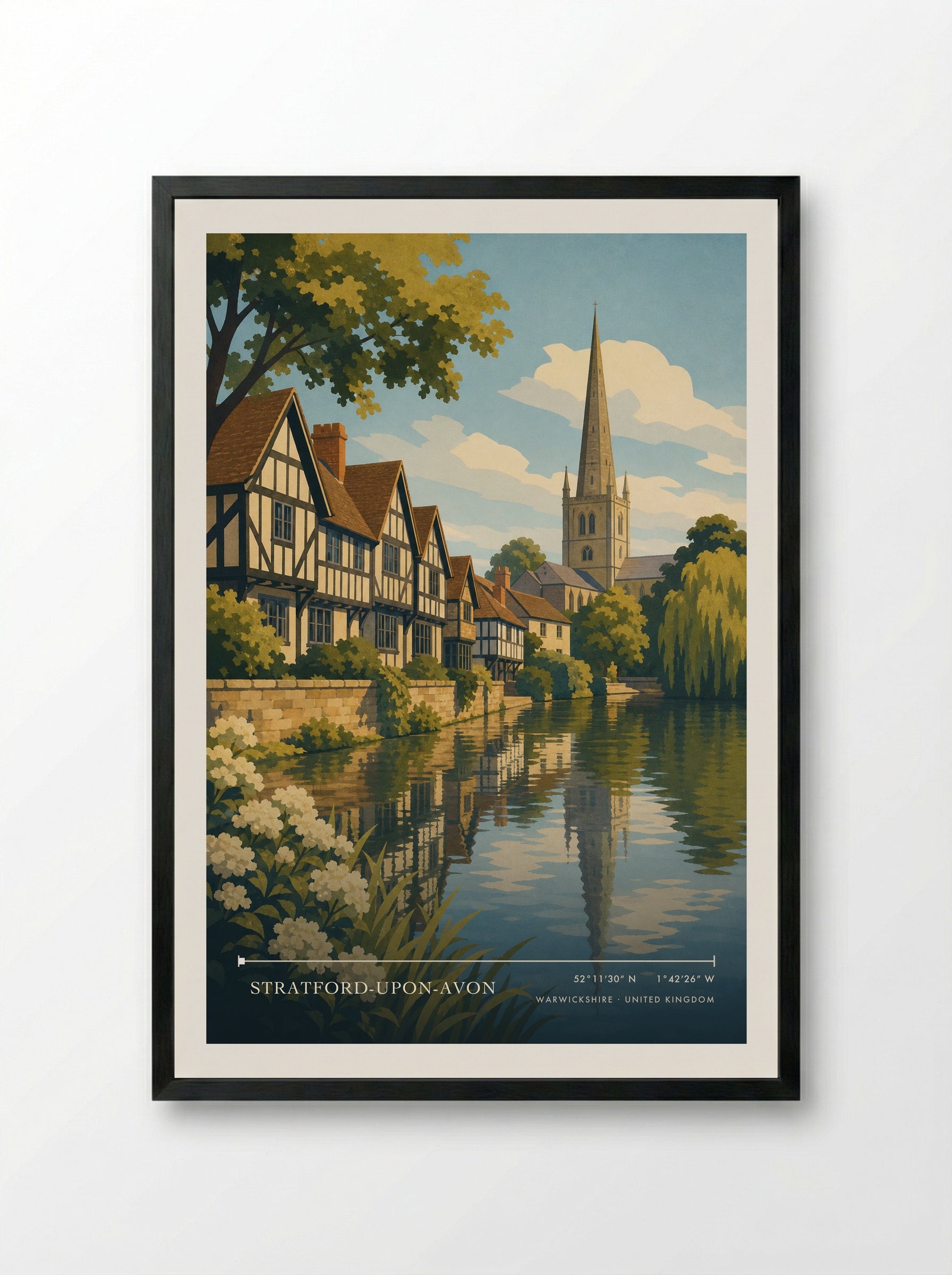 Stratford-upon-Avon Warwickshire United Kingdom Travel Poster - Framed Print Black