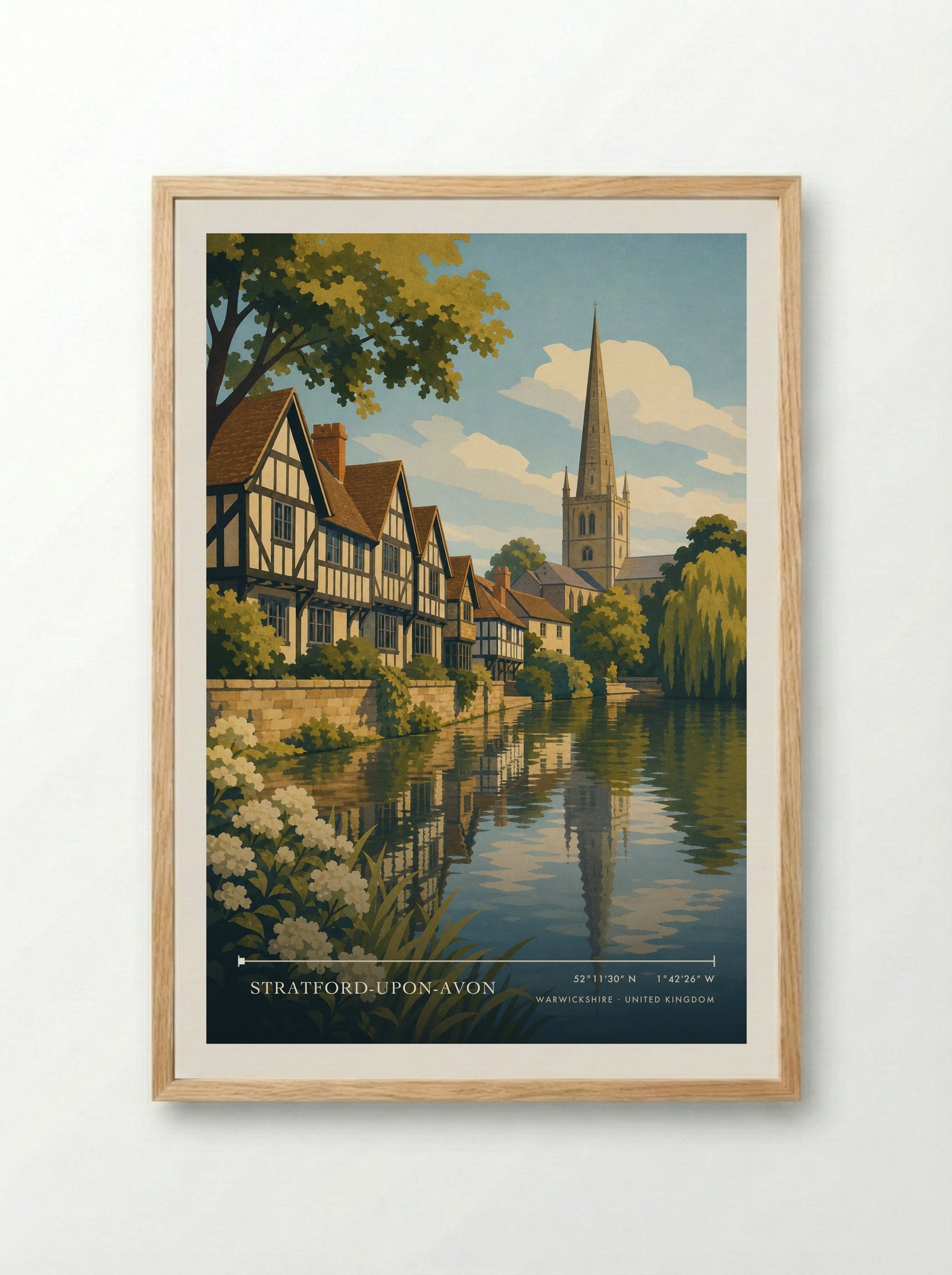 Stratford-upon-Avon Warwickshire United Kingdom Travel Poster - Framed Print Wood