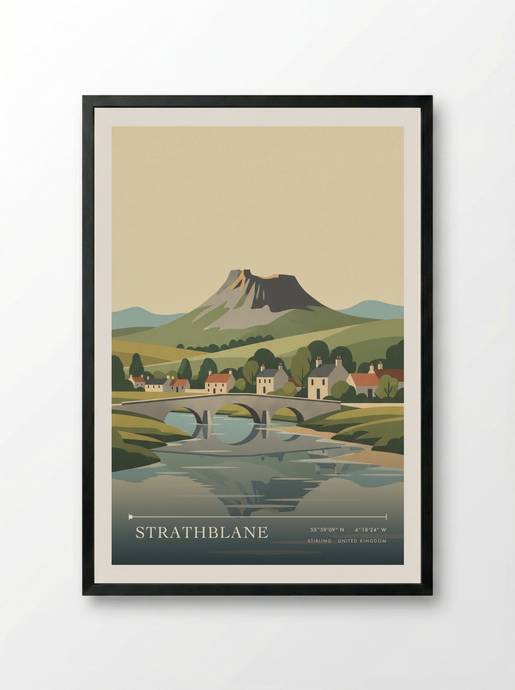 Strathblane Stirling United Kingdom Travel Poster - Framed Print Black