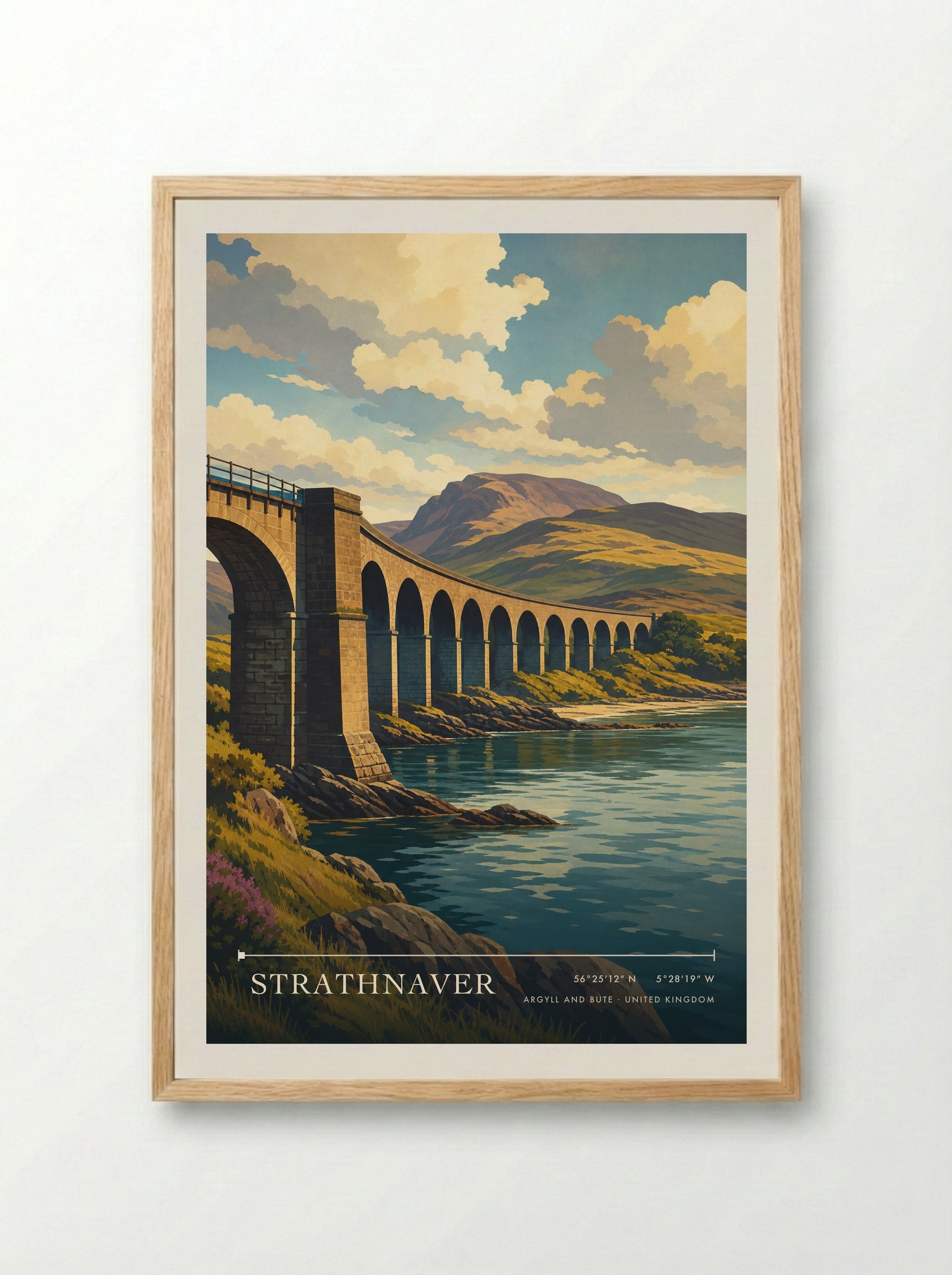 Strathnaver Argyll and Bute United Kingdom Travel Poster - Framed Print Wood