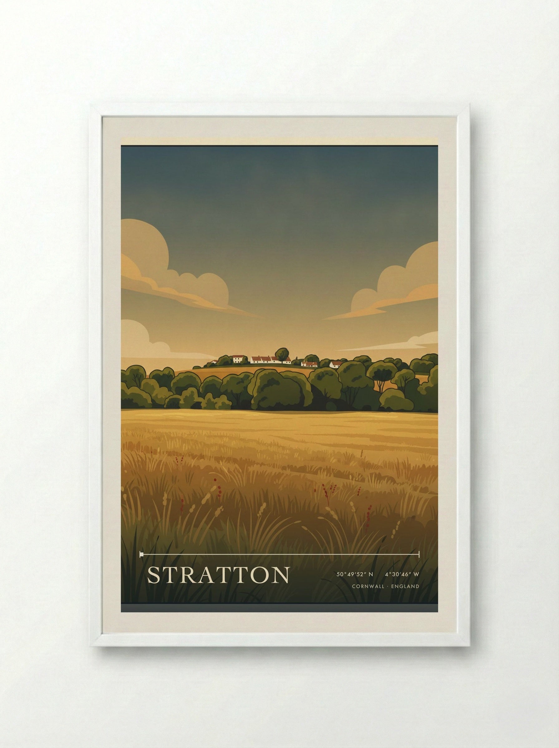 Stratton Cornwall England Travel Poster - Framed Print White