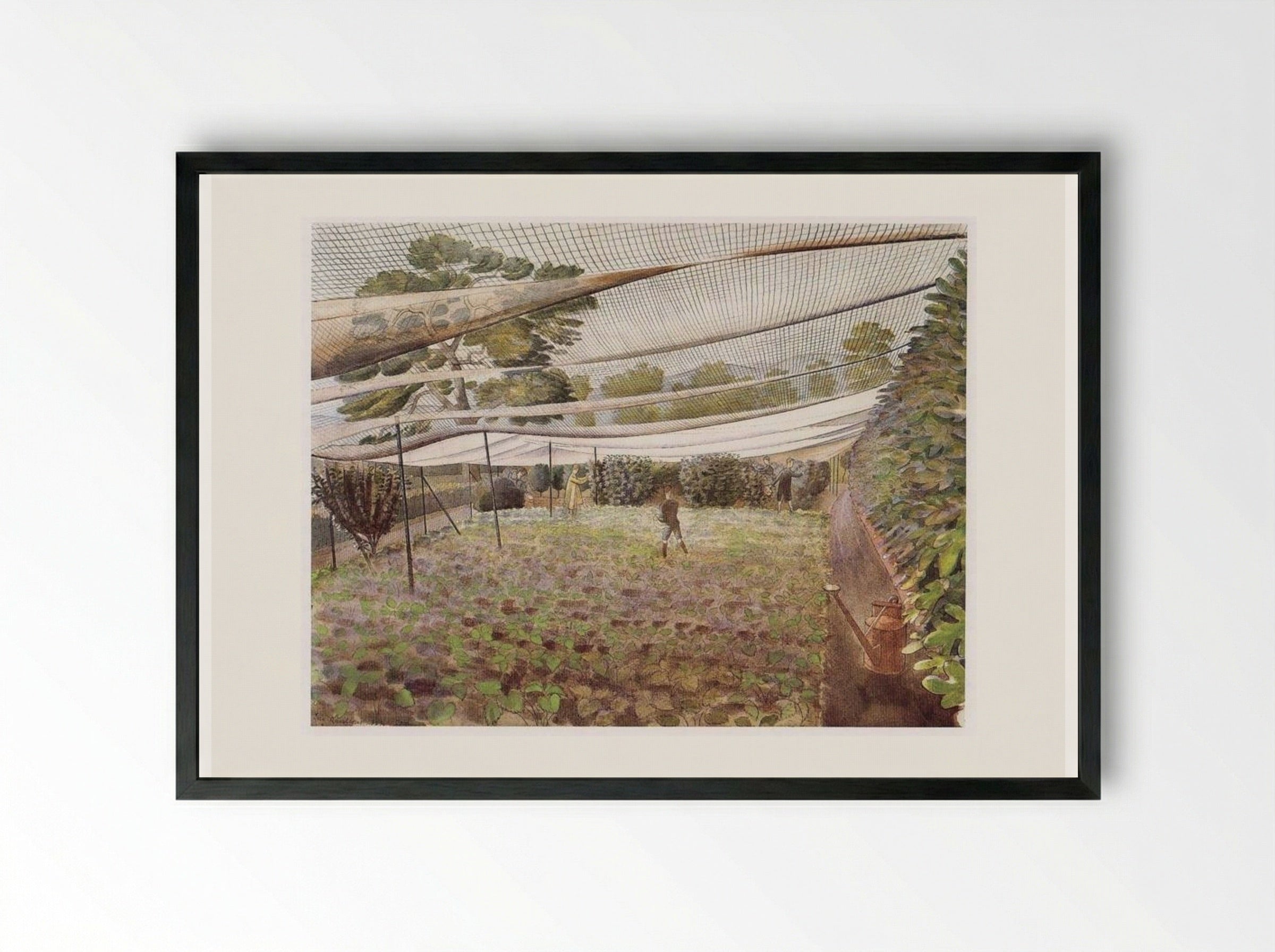 Strawberry Bed - Eric Ravilious - Framed Print Black