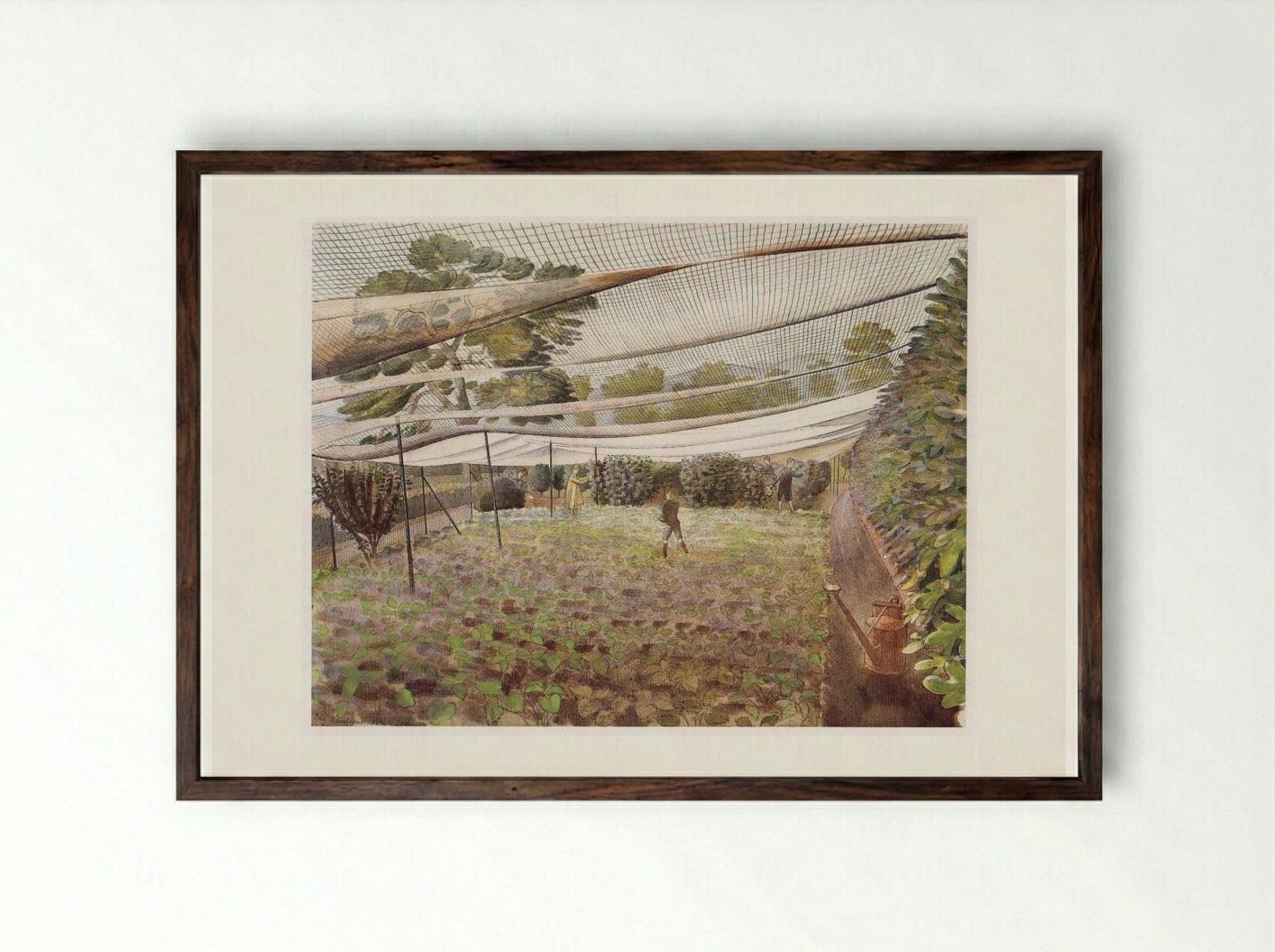 Strawberry Bed - Eric Ravilious - Framed Print Dark Wood