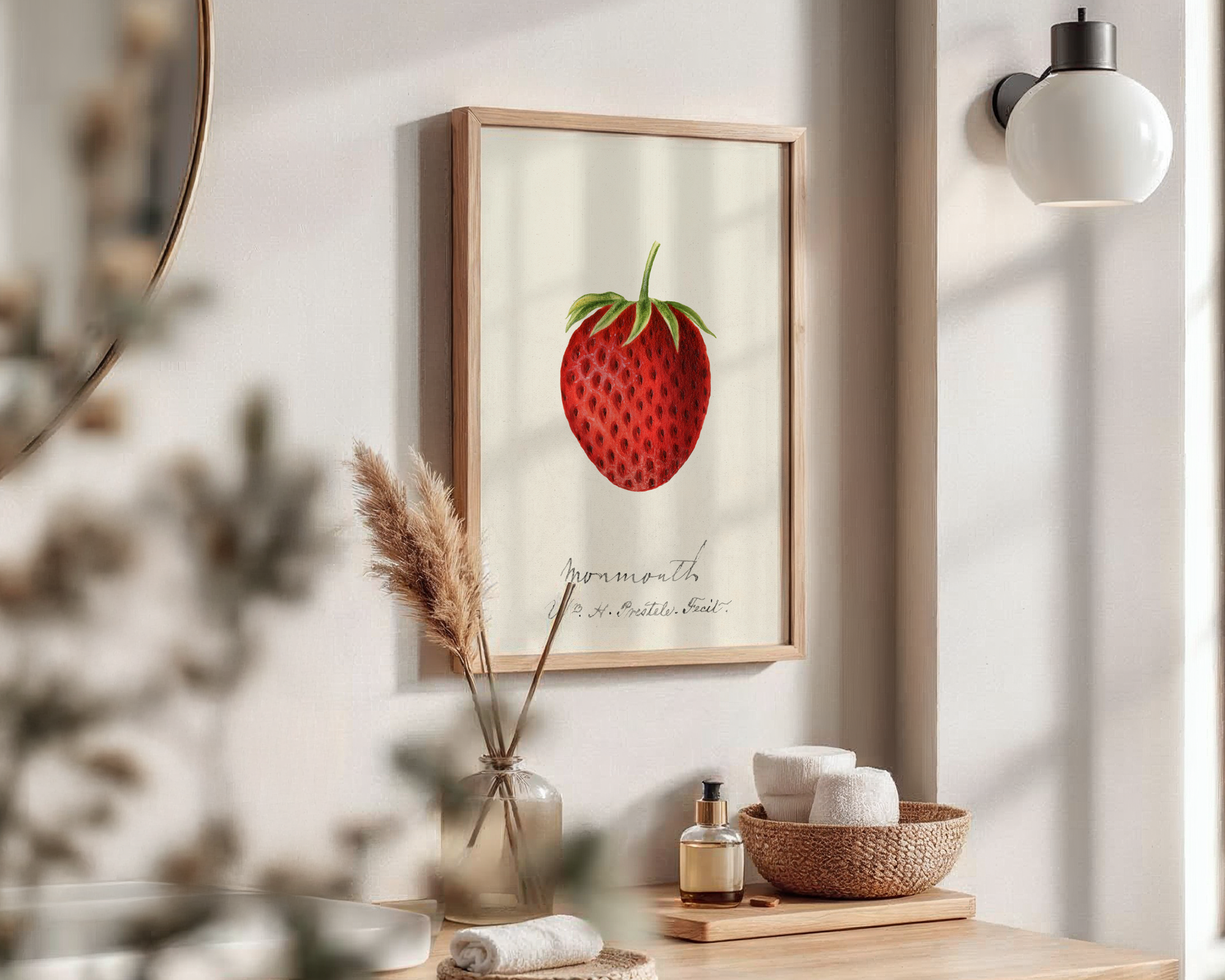 Strawberry-(Fragaria)-(1891)-by-William-Henry-Prestele mockup