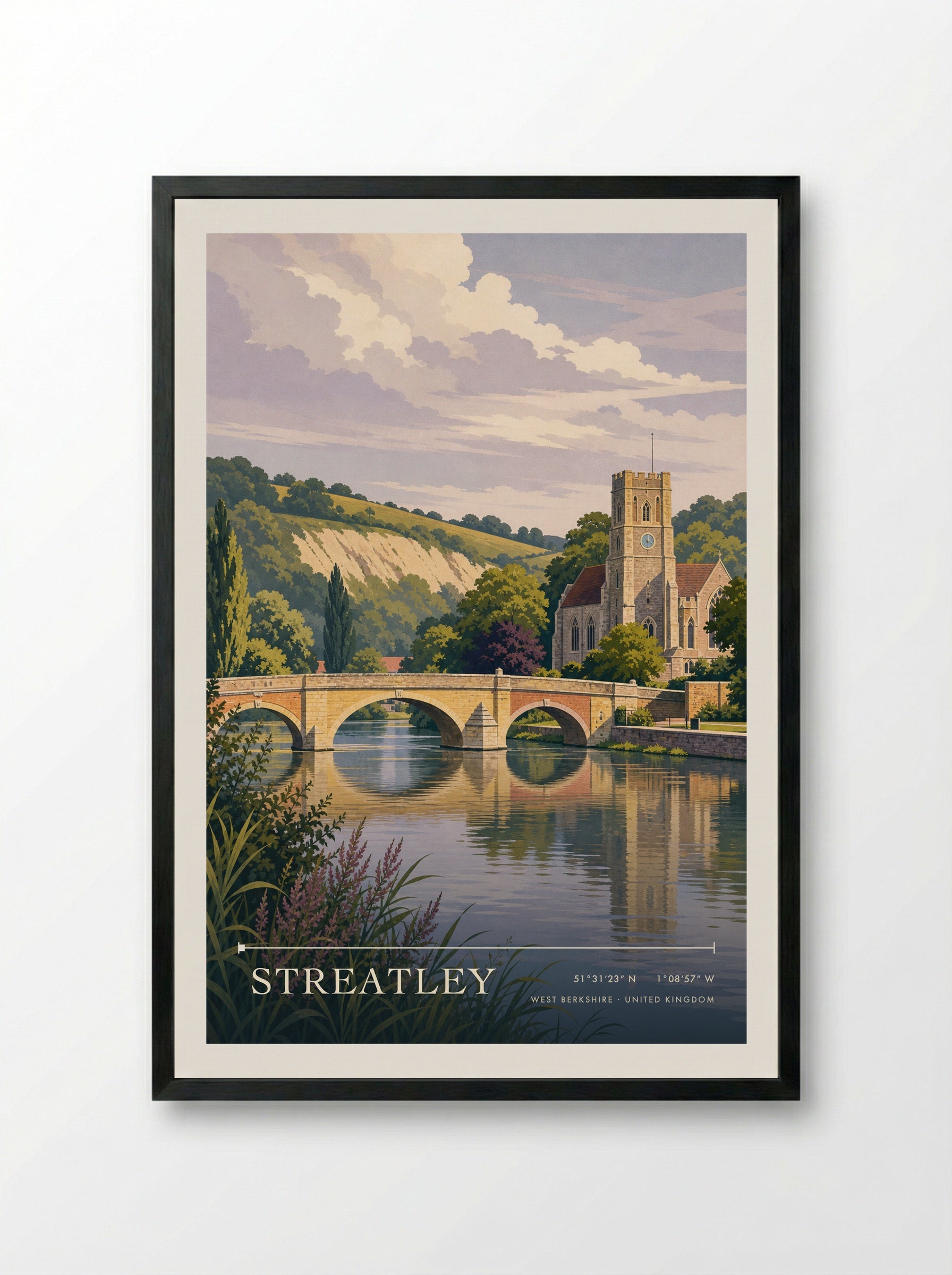 Streatley West Berkshire United Kingdom Travel Poster - Framed Print Black