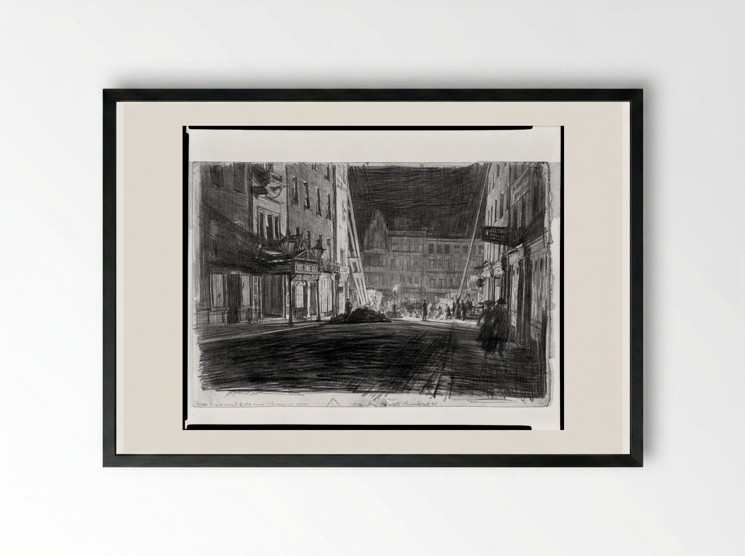 Street Scene (Chiswick Mall) - Muirhead Bone - Framed Print Black