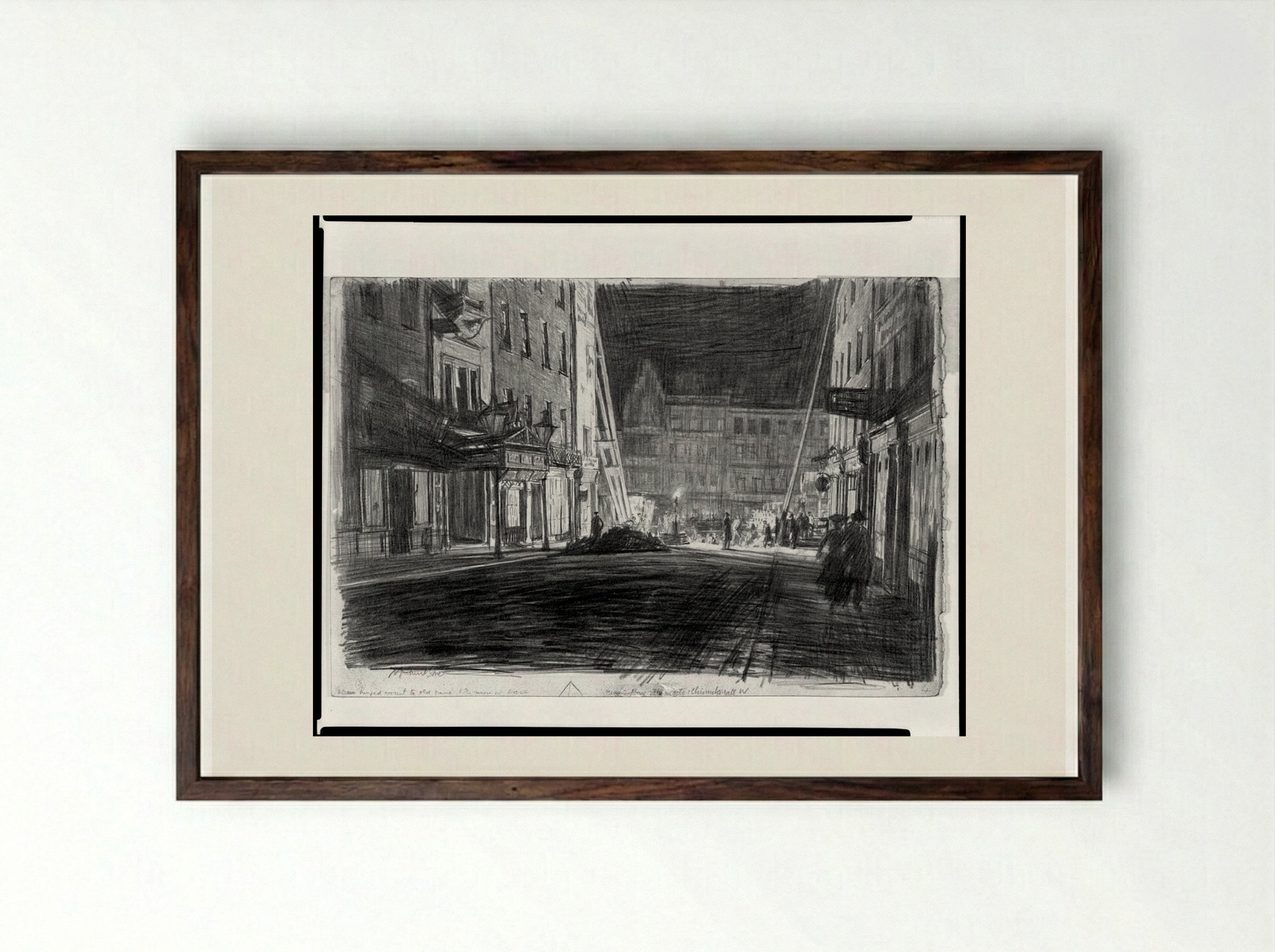 Street Scene (Chiswick Mall) - Muirhead Bone - Framed Print Dark Wood