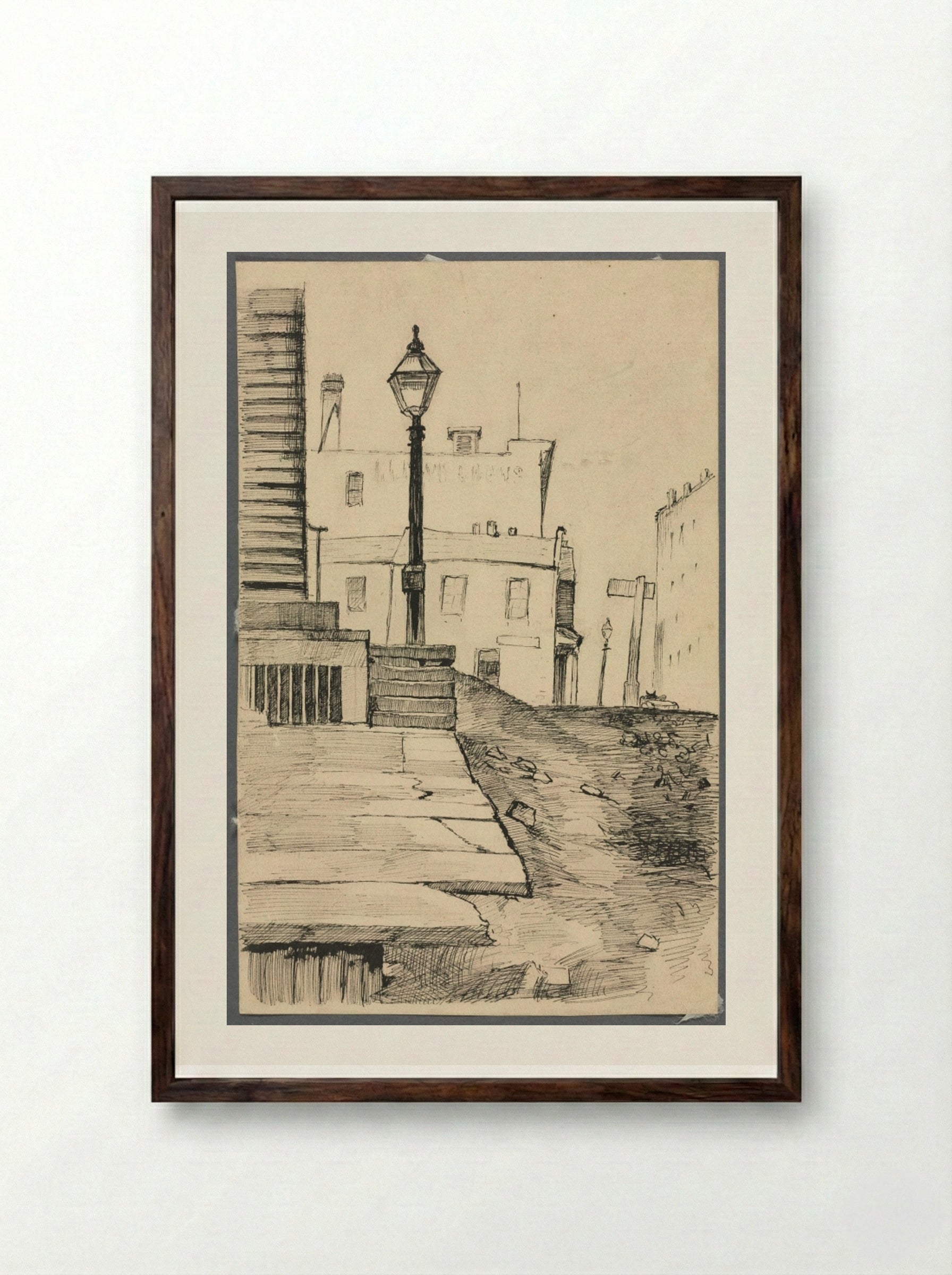 Street Scene, Cleveland - Otto H. Bacher - Framed Print Dark Wood