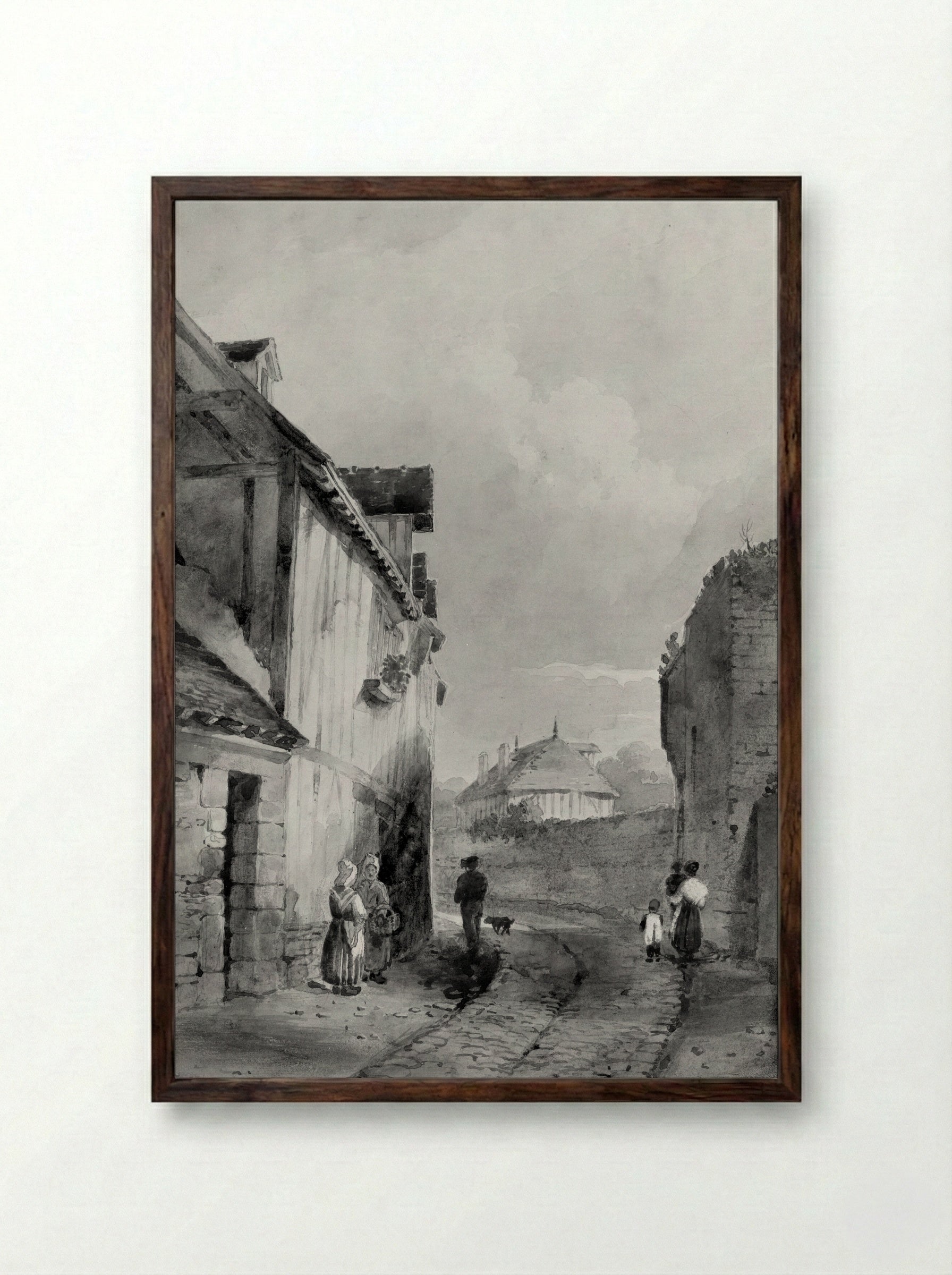 Street Scene, Rouen - Samuel Prout - Framed Print Dark Wood