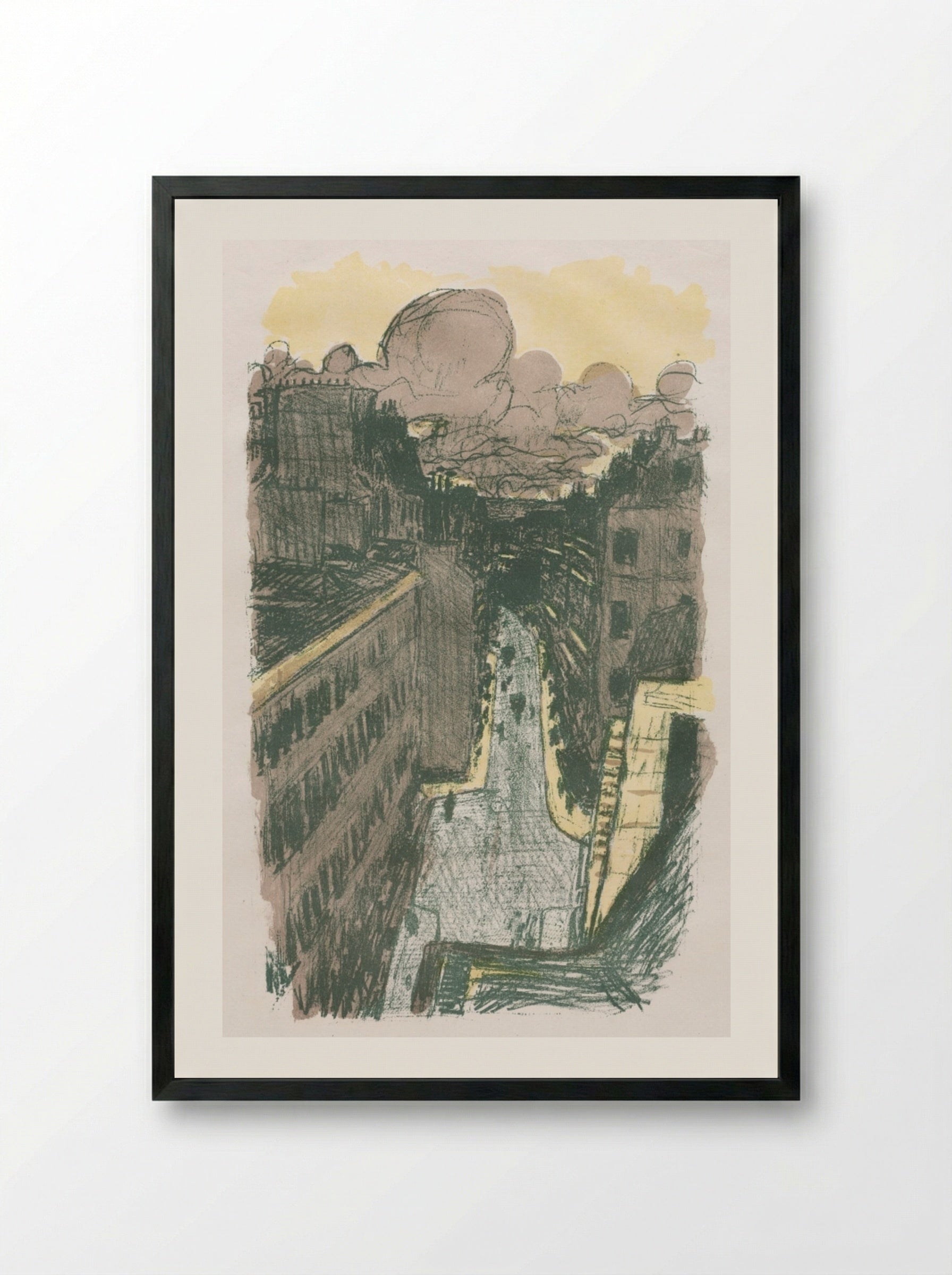 Street Scene from Above - Pierre Bonnard - Framed Print Black
