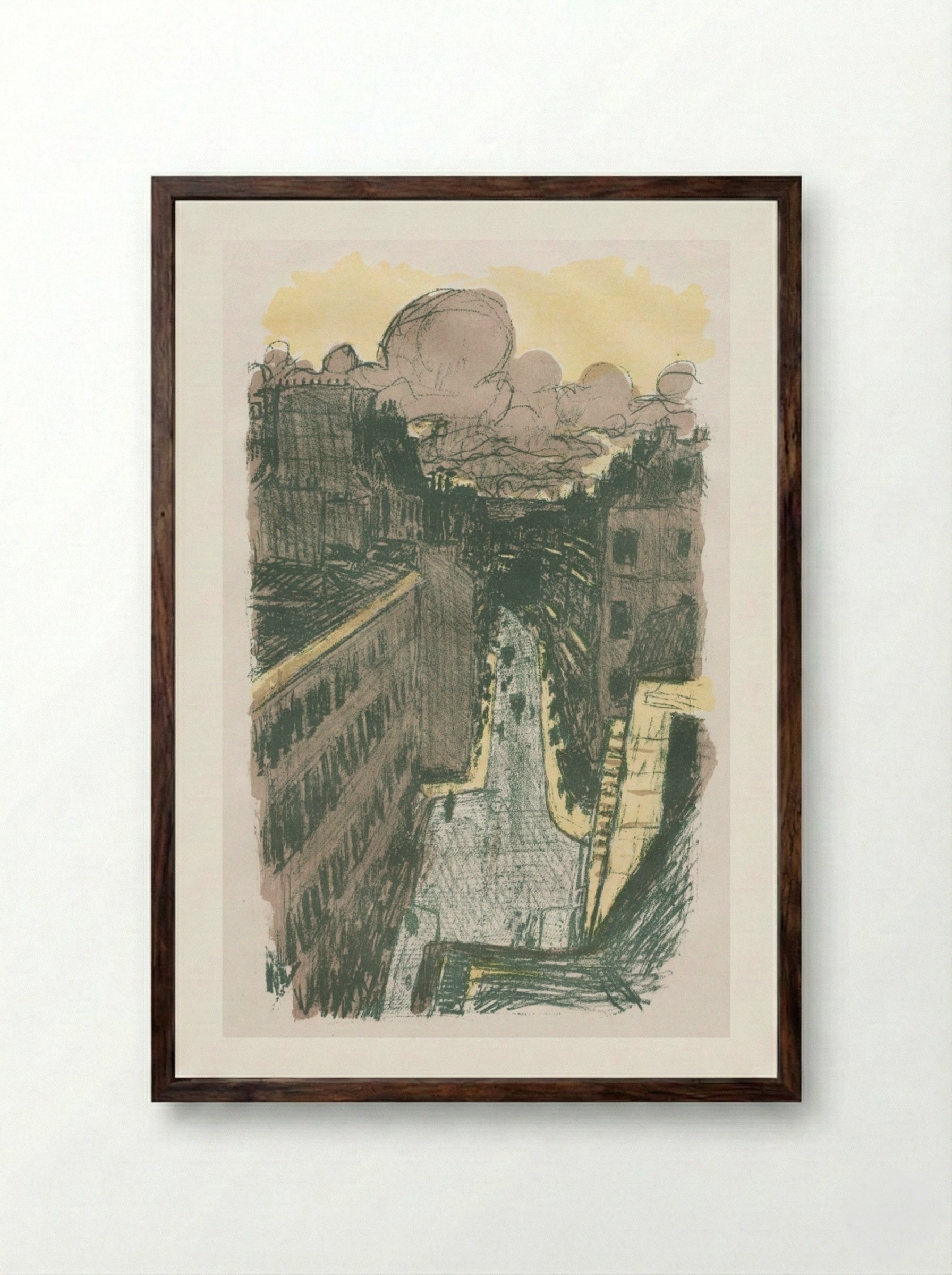 Street Scene from Above - Pierre Bonnard - Framed Print Dark Wood