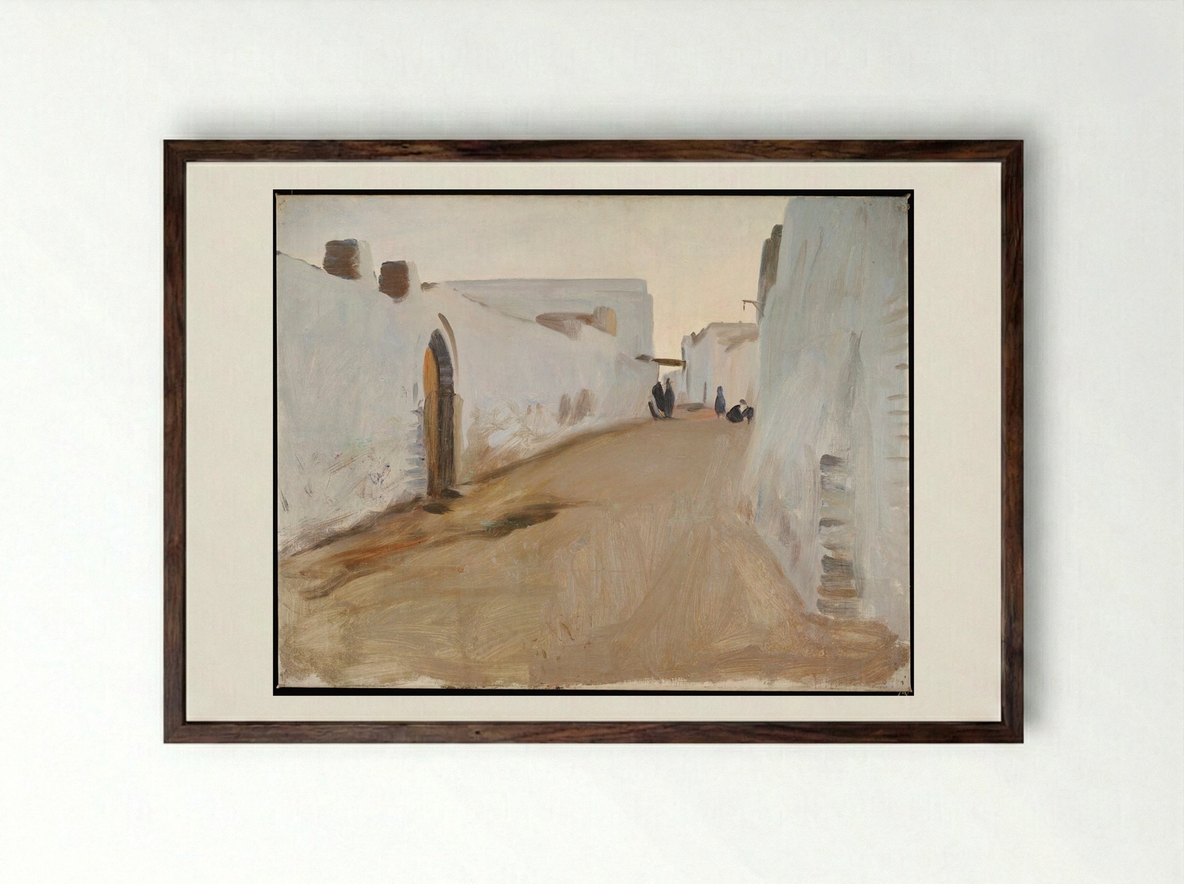 Street Scene in Cairo - John Singer Sargent - Framed Print Dark Wood