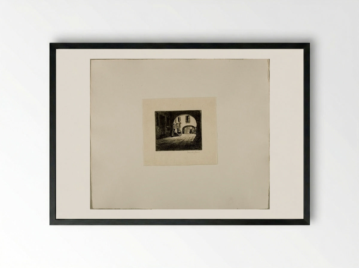 Street Scene - William Harry Warren Bicknell - Framed Print Black