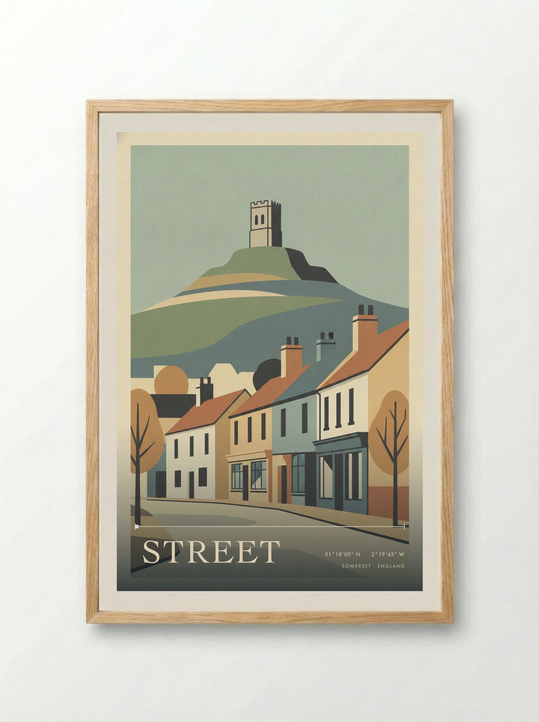 Street Somerset England Travel Poster - Framed Print Wood