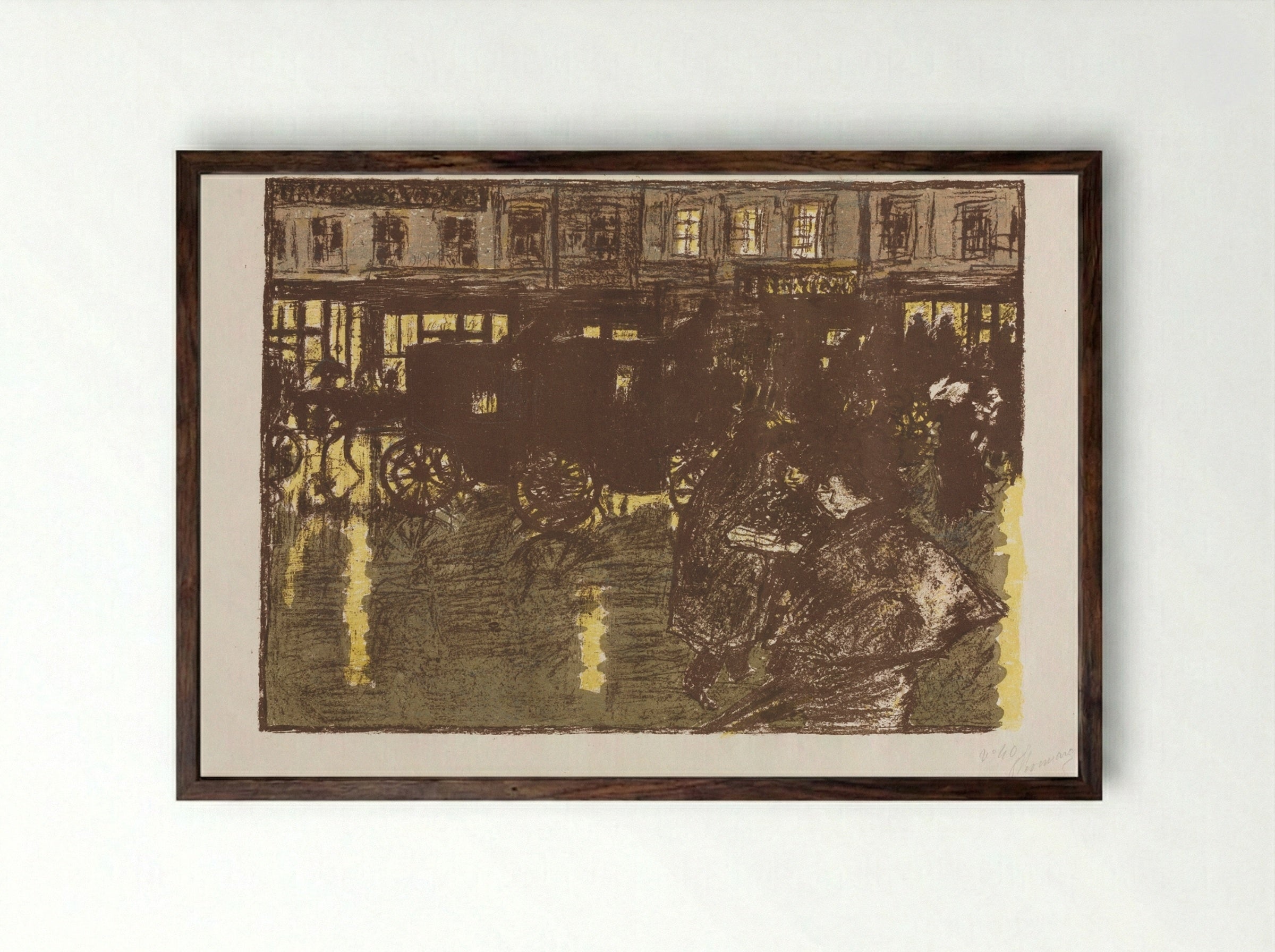 Street at Evening in the Rain - Pierre Bonnard - Framed Print Dark Wood
