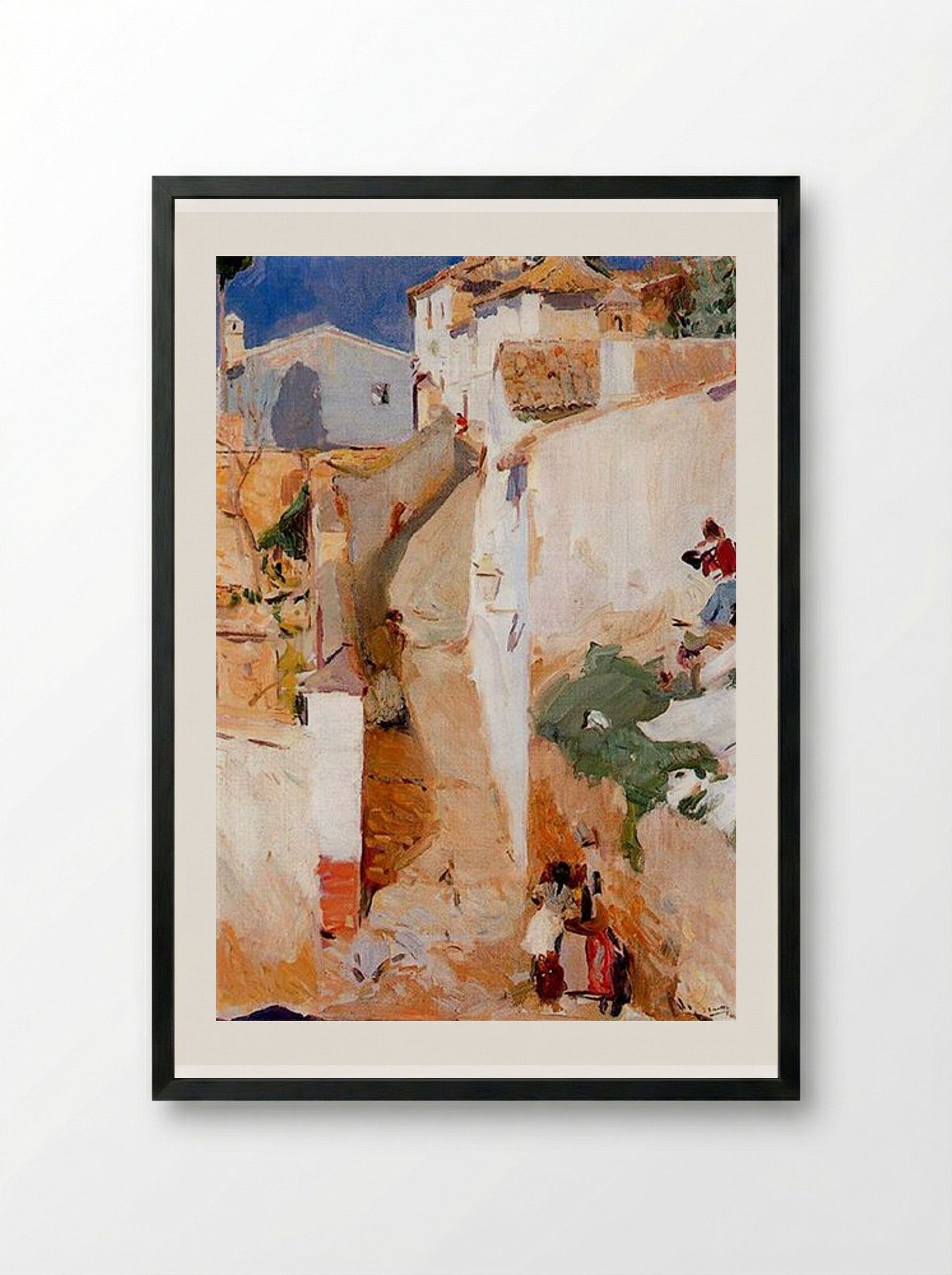 Street in Granada - Joaquín Sorolla - Framed Print Black