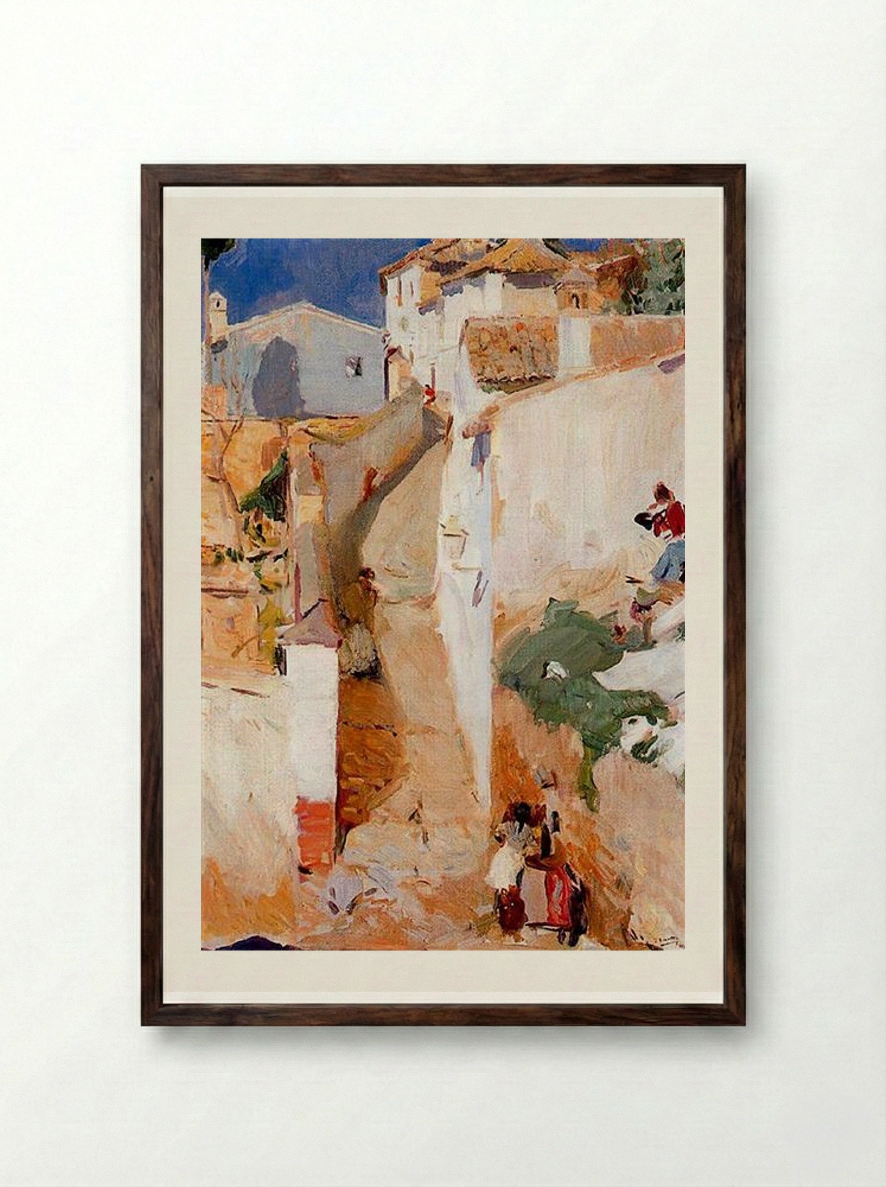 Street in Granada - Joaquín Sorolla - Framed Print Dark Wood