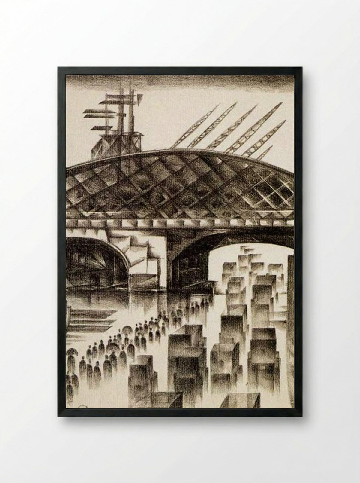 Street in London - Mstislav Dobuzhinsky - Framed Print Black