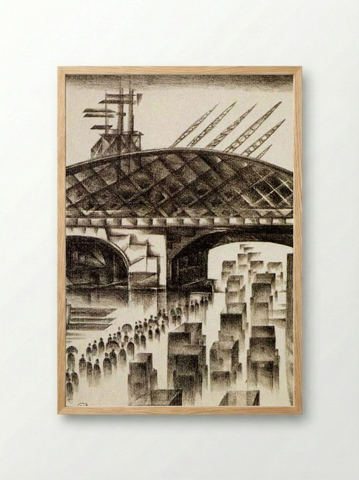Street in London - Mstislav Dobuzhinsky - Framed Print Wood