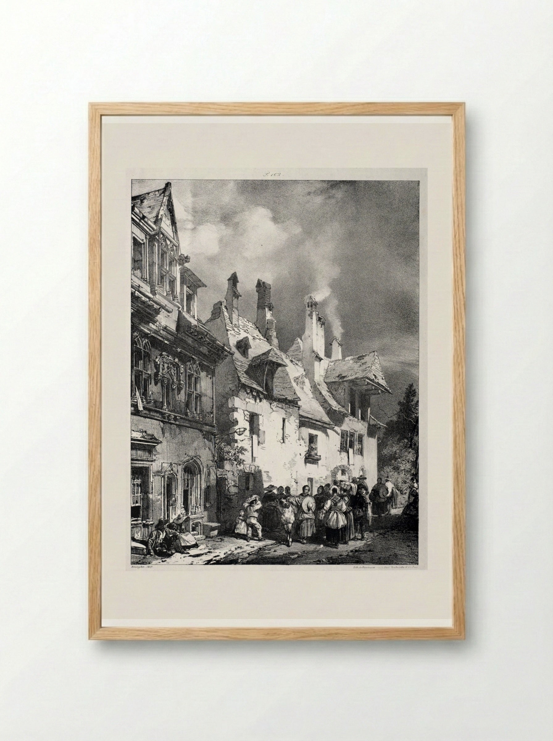 Street in the Outskirts of Besançon, France - Richard Parkes Bonington - Framed Print Wood
