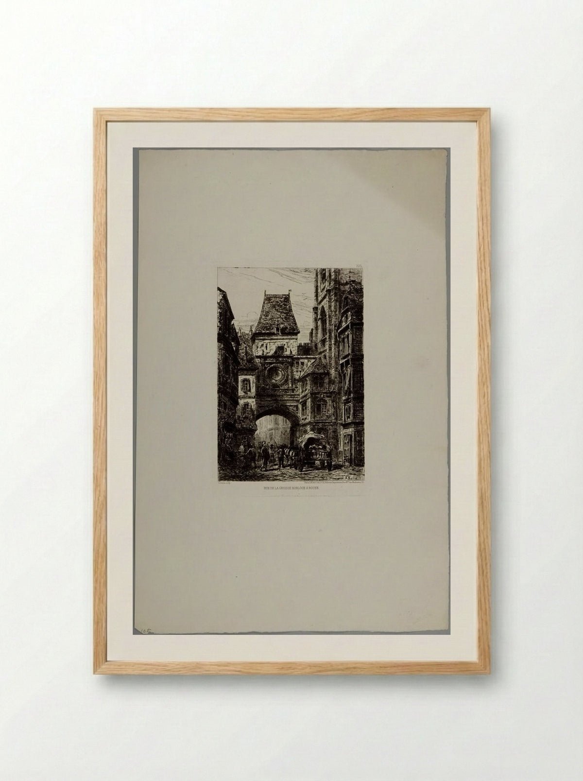 Street of the Big Clock in Rouen - Auguste Ballin - Framed Print Wood