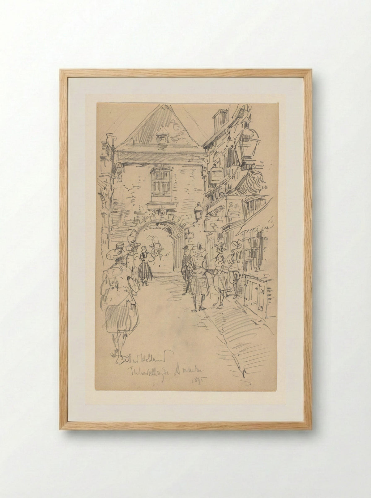 Street with Gate in the Reconstructed Old-Holland City at the 1895 World Exhibition - Jan Hoynck van Papendrecht - Framed Print Wood