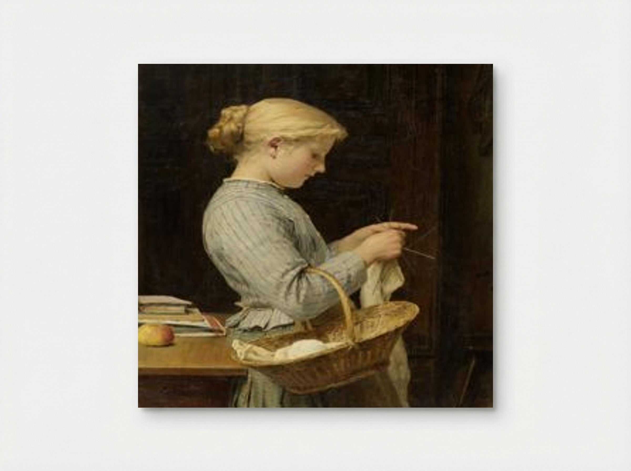 Strickendes Mädchen - Albert Anker - Poster