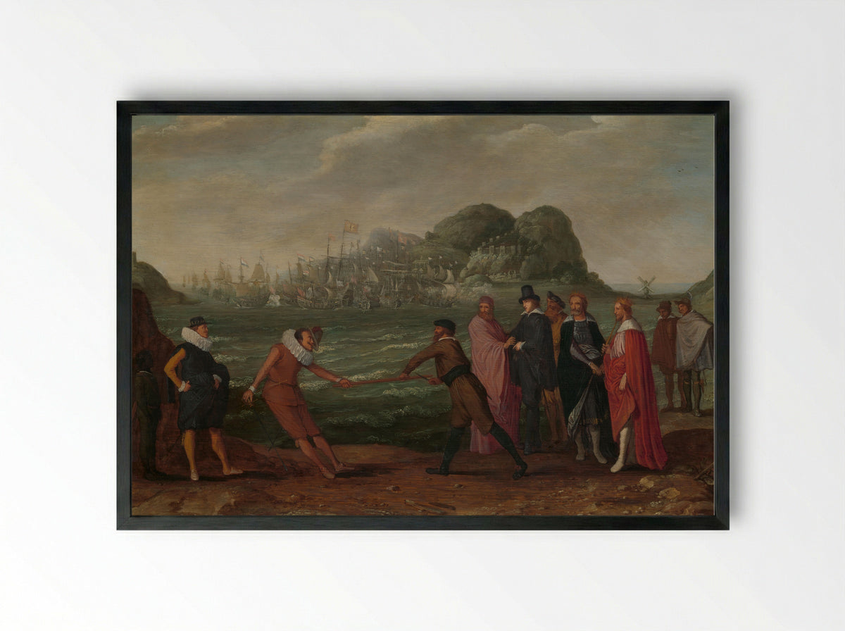Strijd om de gouden stok (heerschappij van de wereld) - Adam Willaerts - Framed Print Black