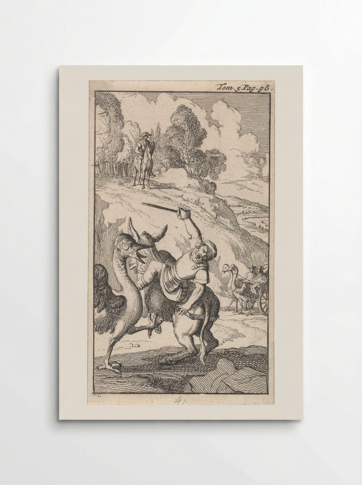 Strijd van Sancho met een struisvogel - Pieter Mortier (I) - Poster