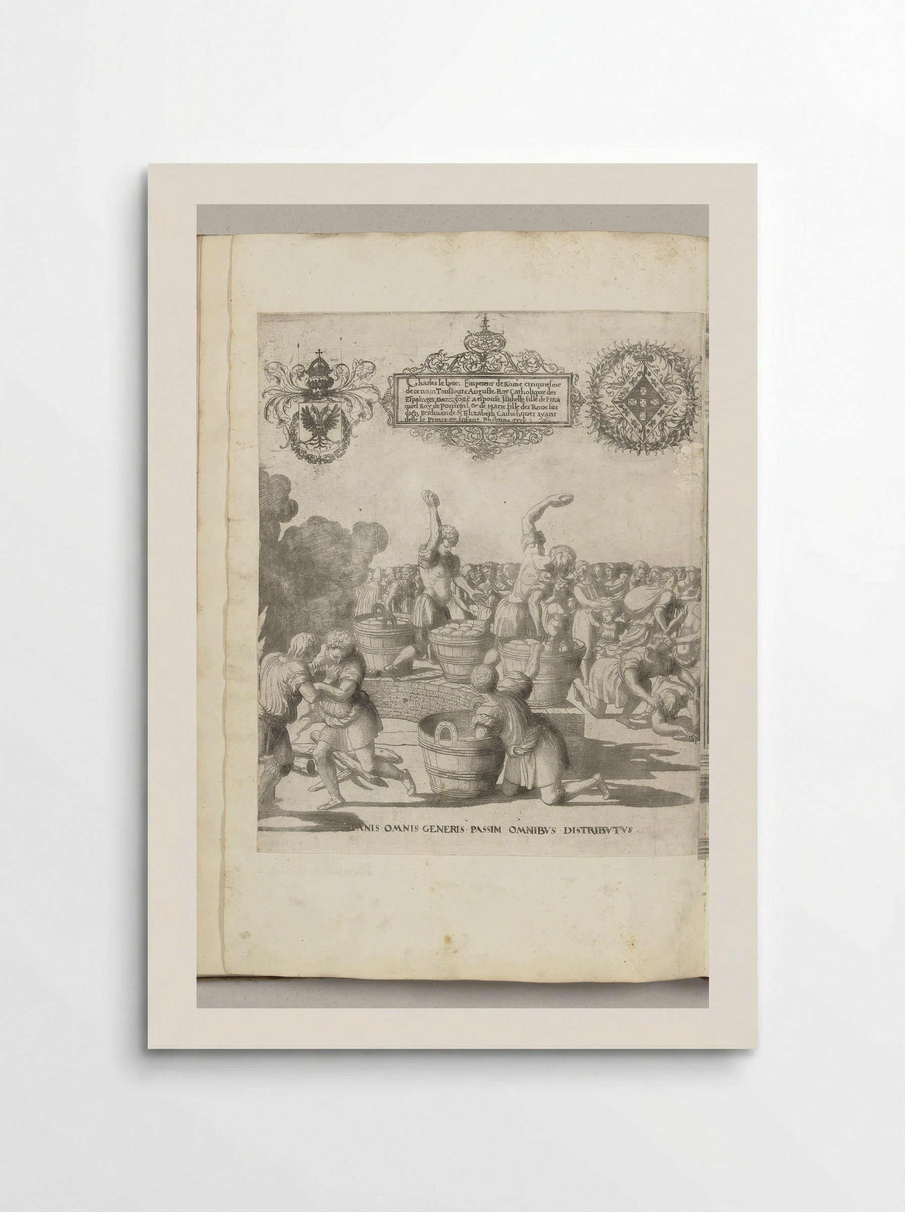 Strooien van broden onder het publiek - Nicolaas Hogenberg - Poster