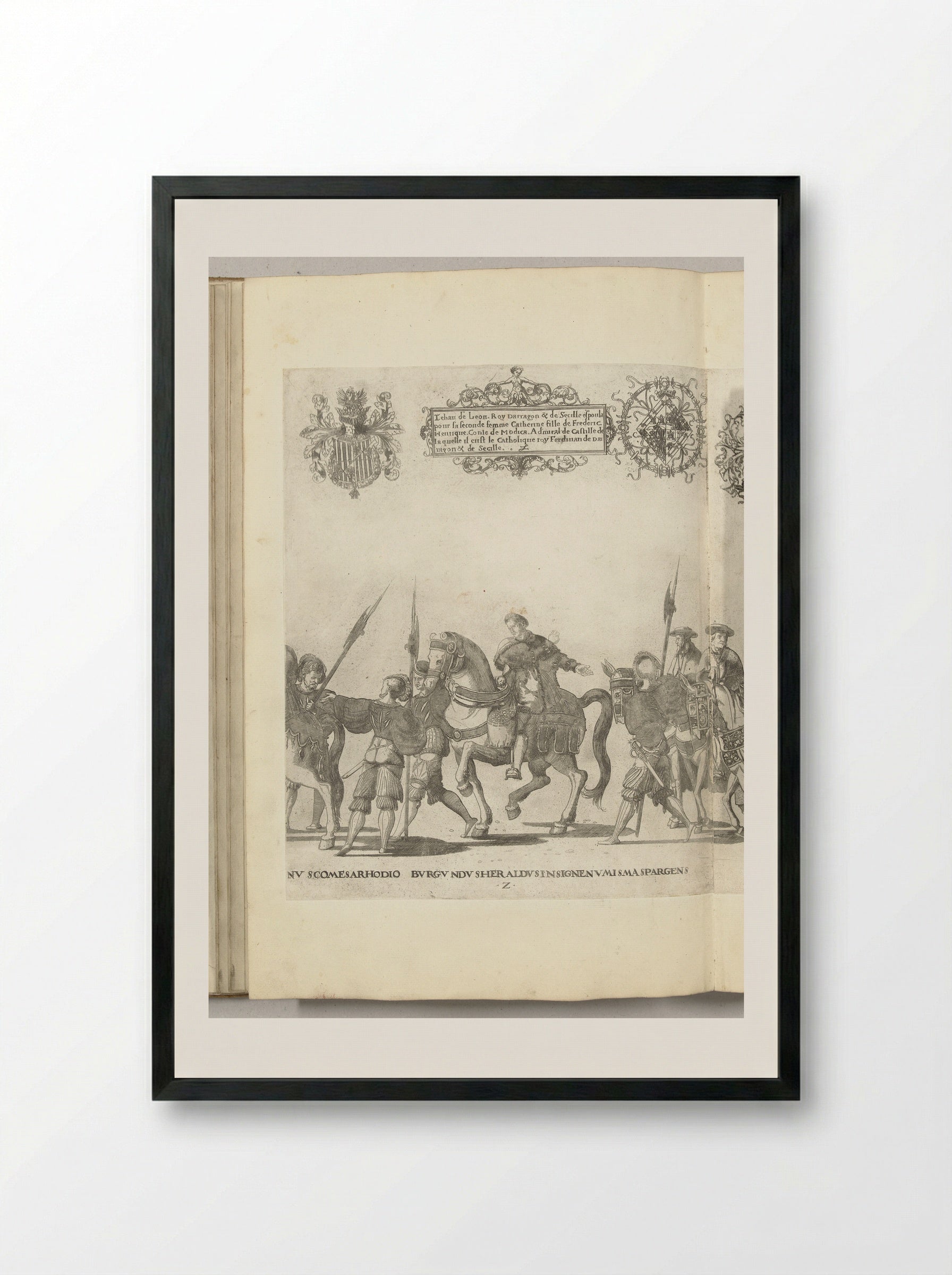 Strooien van nieuwe zilveren munten met de beeltenis van keizer Karel V, plaat Z - Nicolaas Hogenberg - Framed Print Black