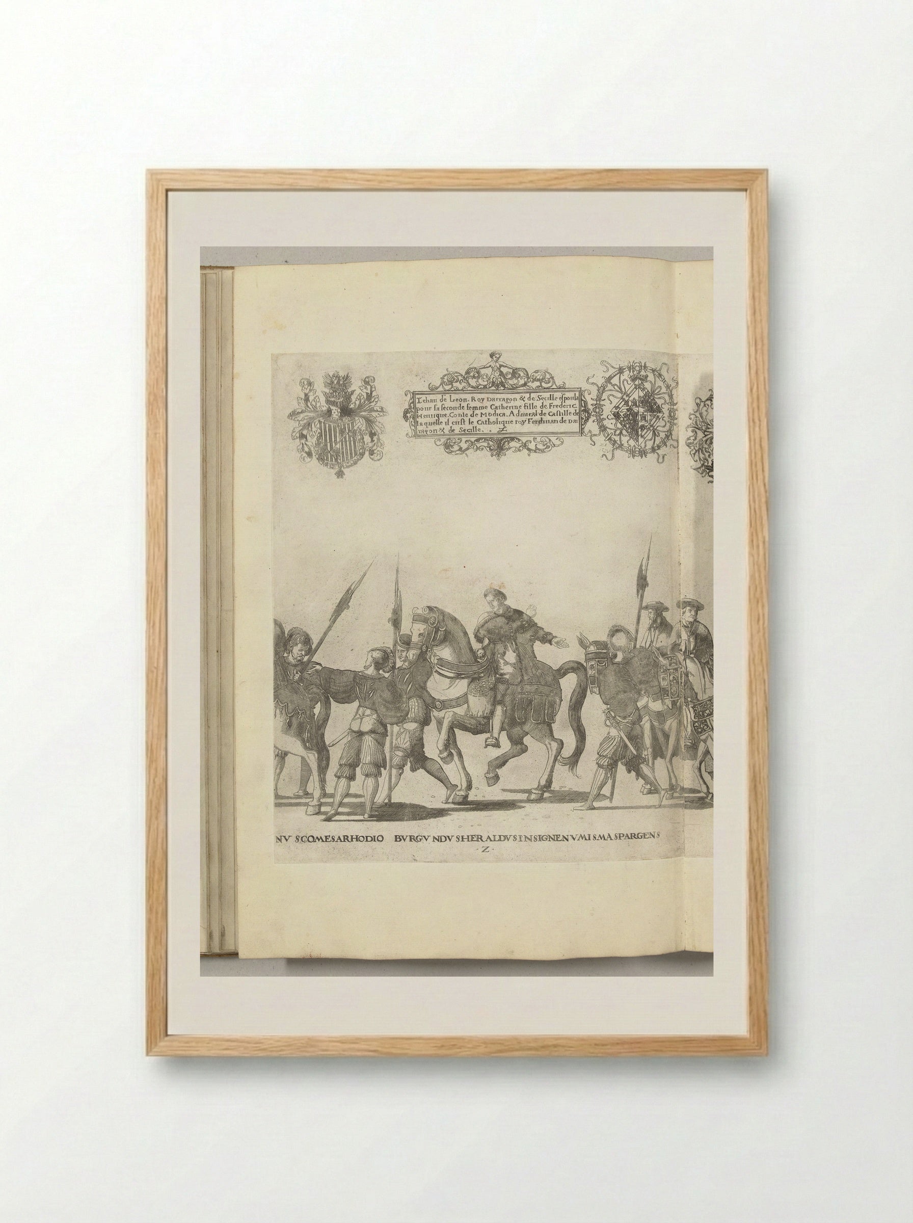 Strooien van nieuwe zilveren munten met de beeltenis van keizer Karel V, plaat Z - Nicolaas Hogenberg - Framed Print Wood