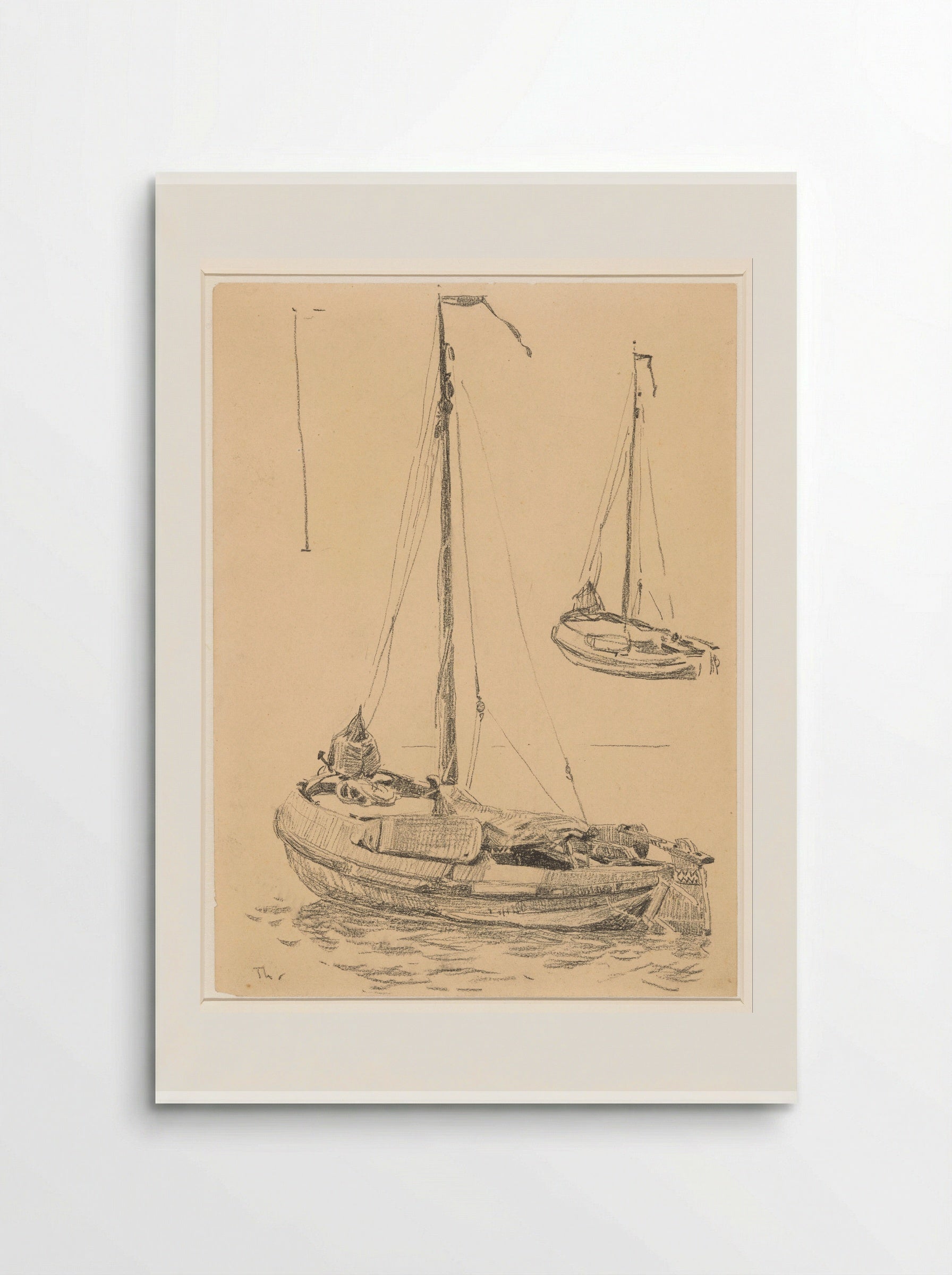 Studieblad met twee boten - Willem Bastiaan Tholen - Poster