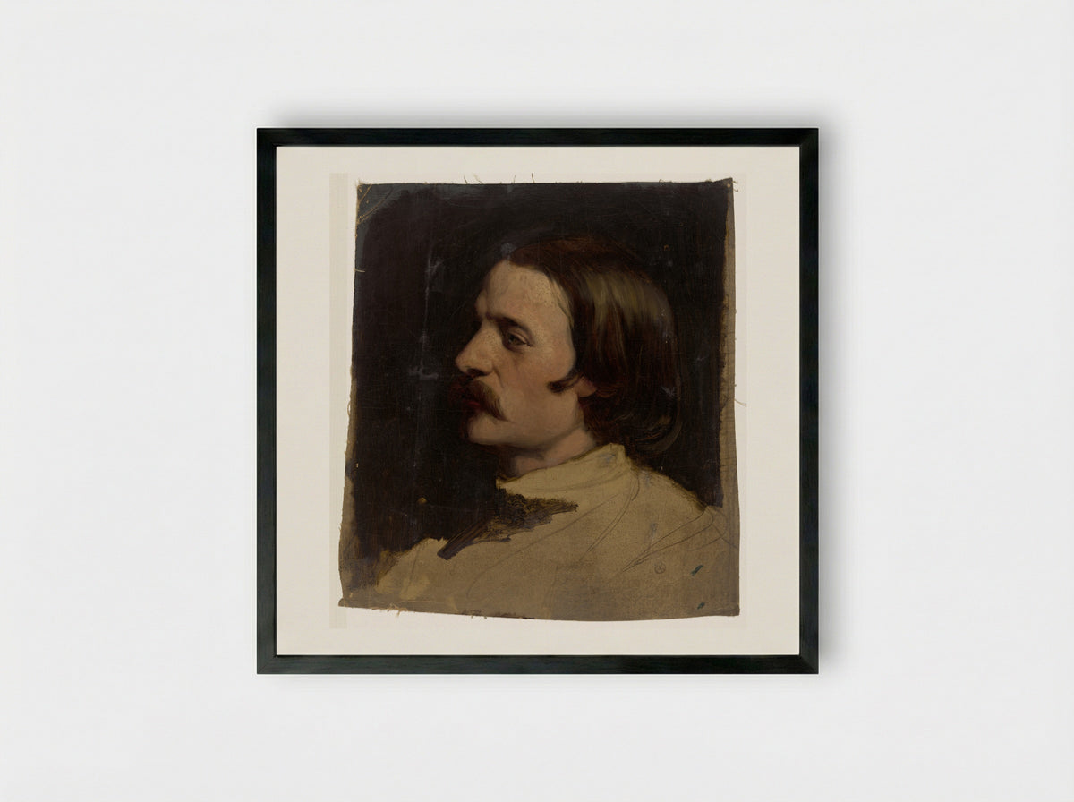 Studiekop naar links - Johann Georg Schwartze - Framed Print Black