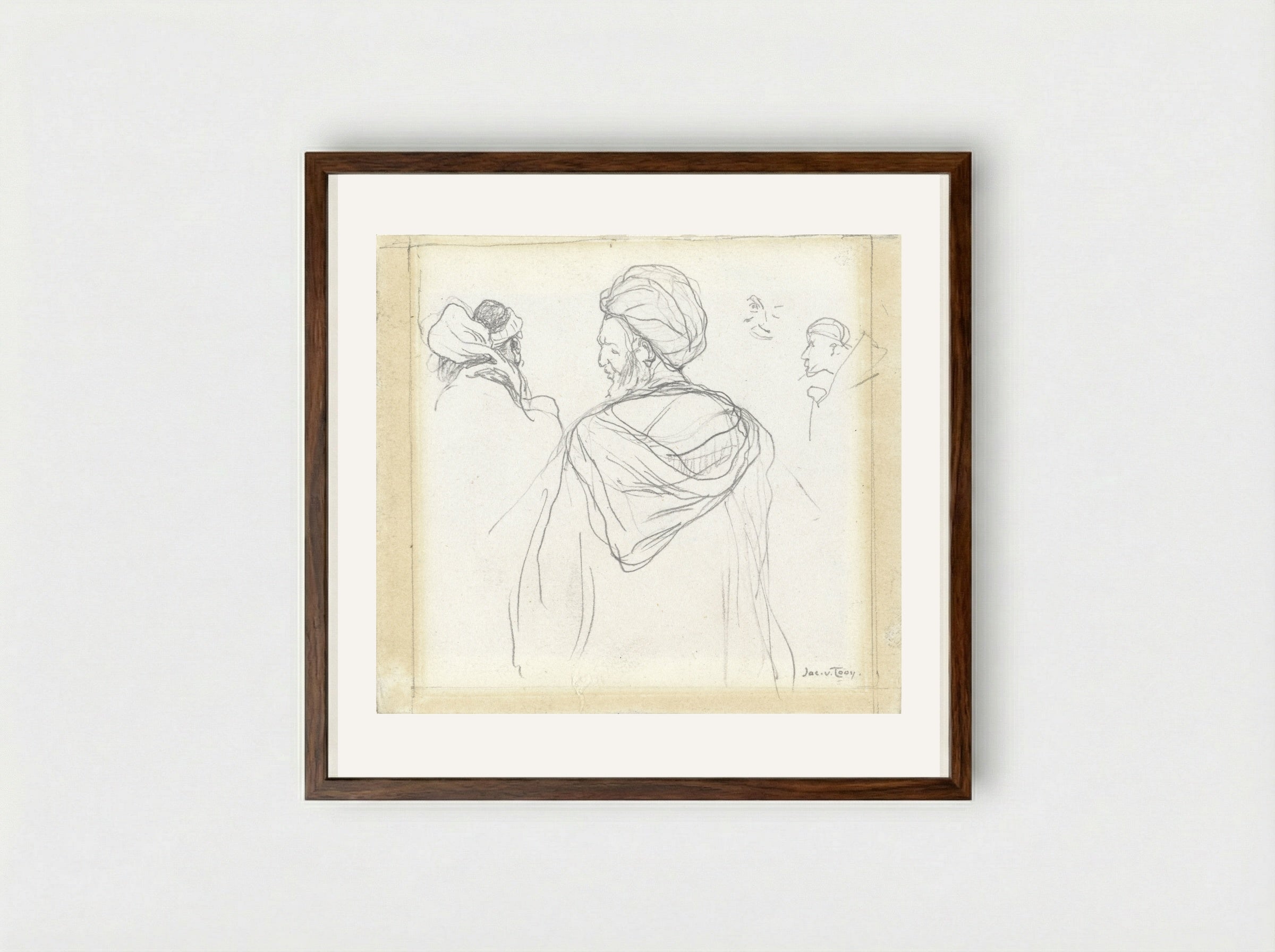 Studies of Arabs - Jacobus van Looy - Framed Print Dark Wood