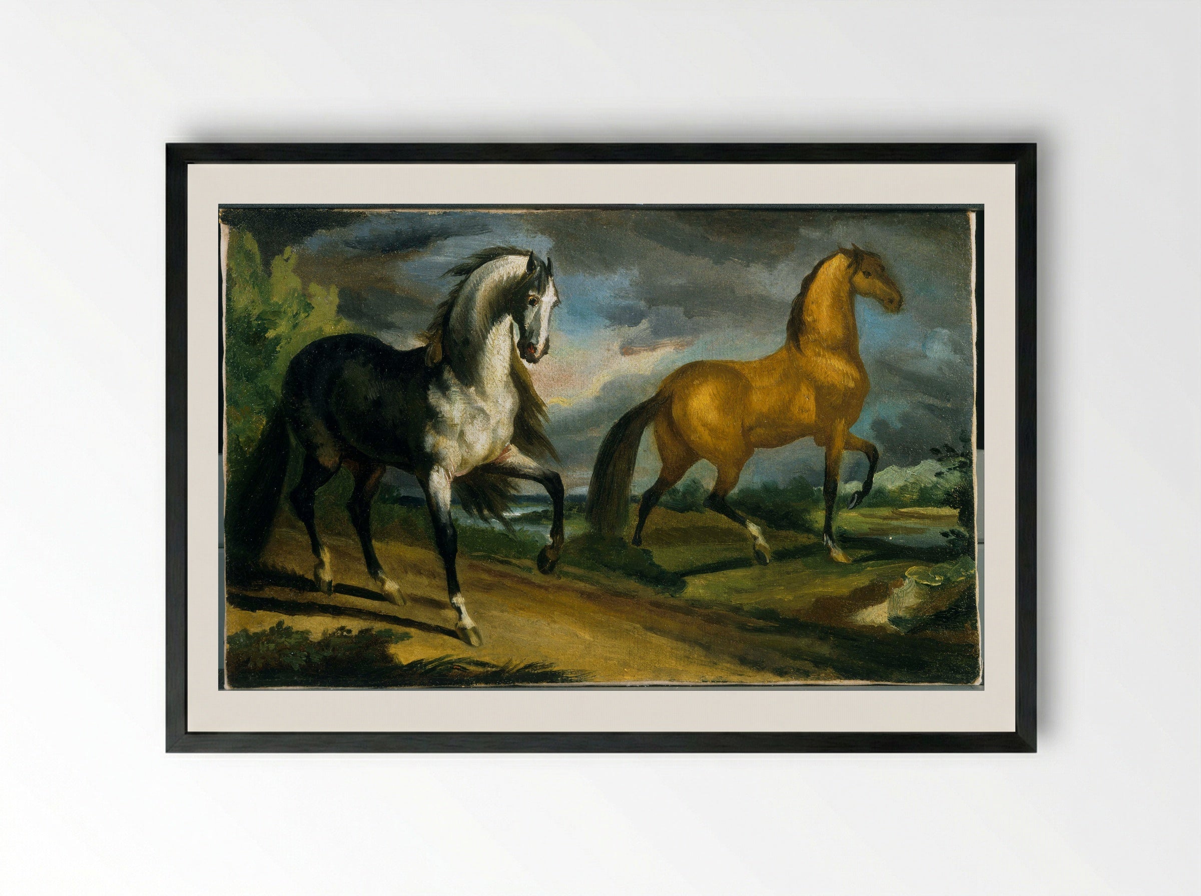 Studies of Horses - Théodore Géricault - Framed Print Black