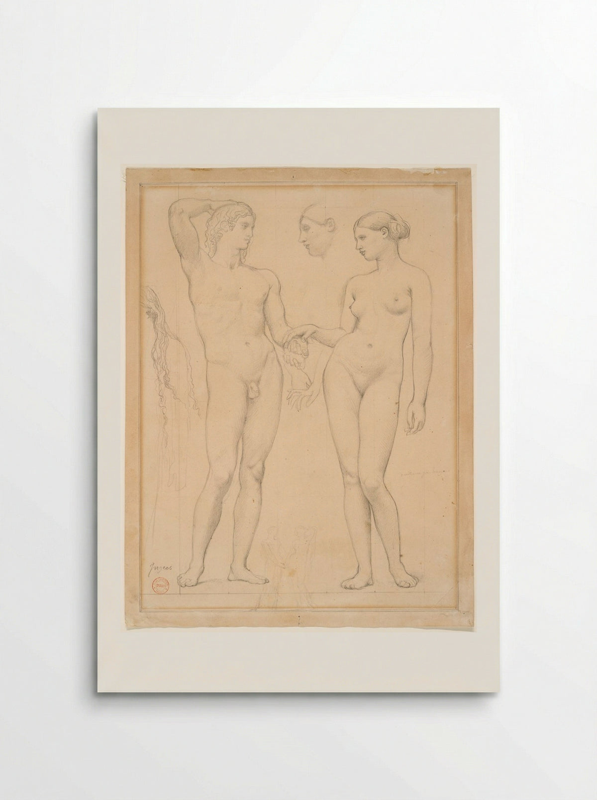 Studies of a Man and a Woman for The Golden Age - Jean-Auguste-Dominique Ingres - Poster