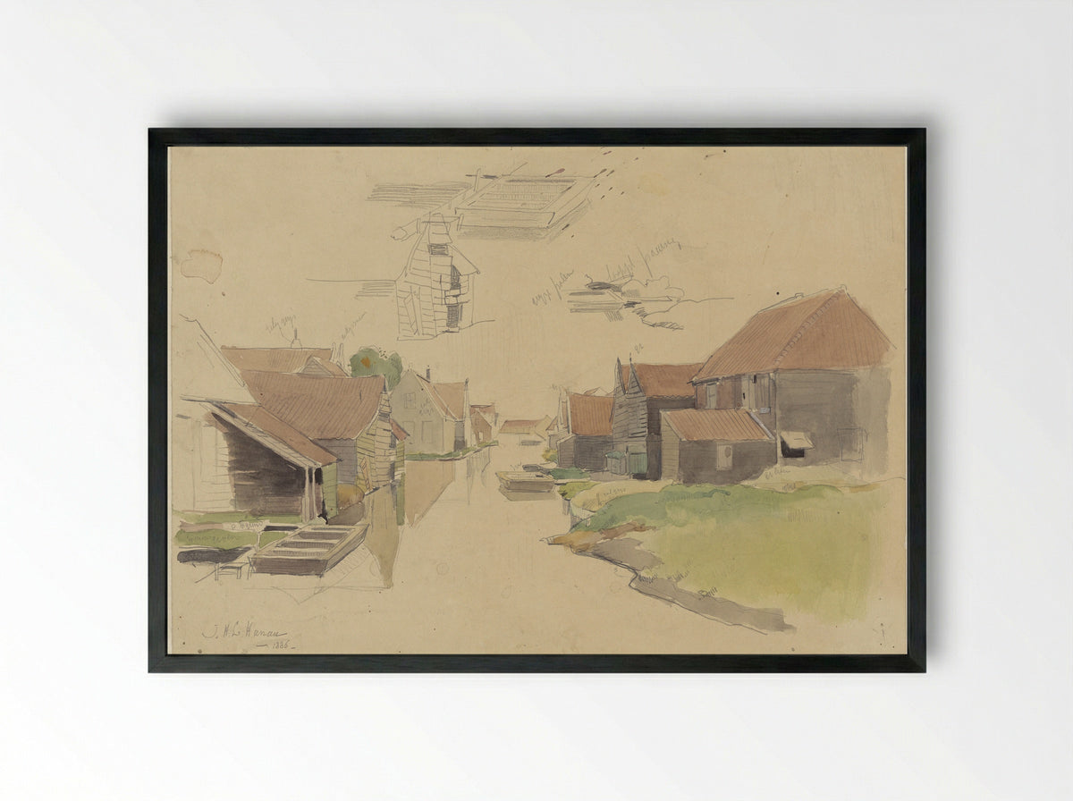 Studies van huizen in de Vinkenbuurt, Amsterdam - Jan H.L. Hanau - Framed Print Black