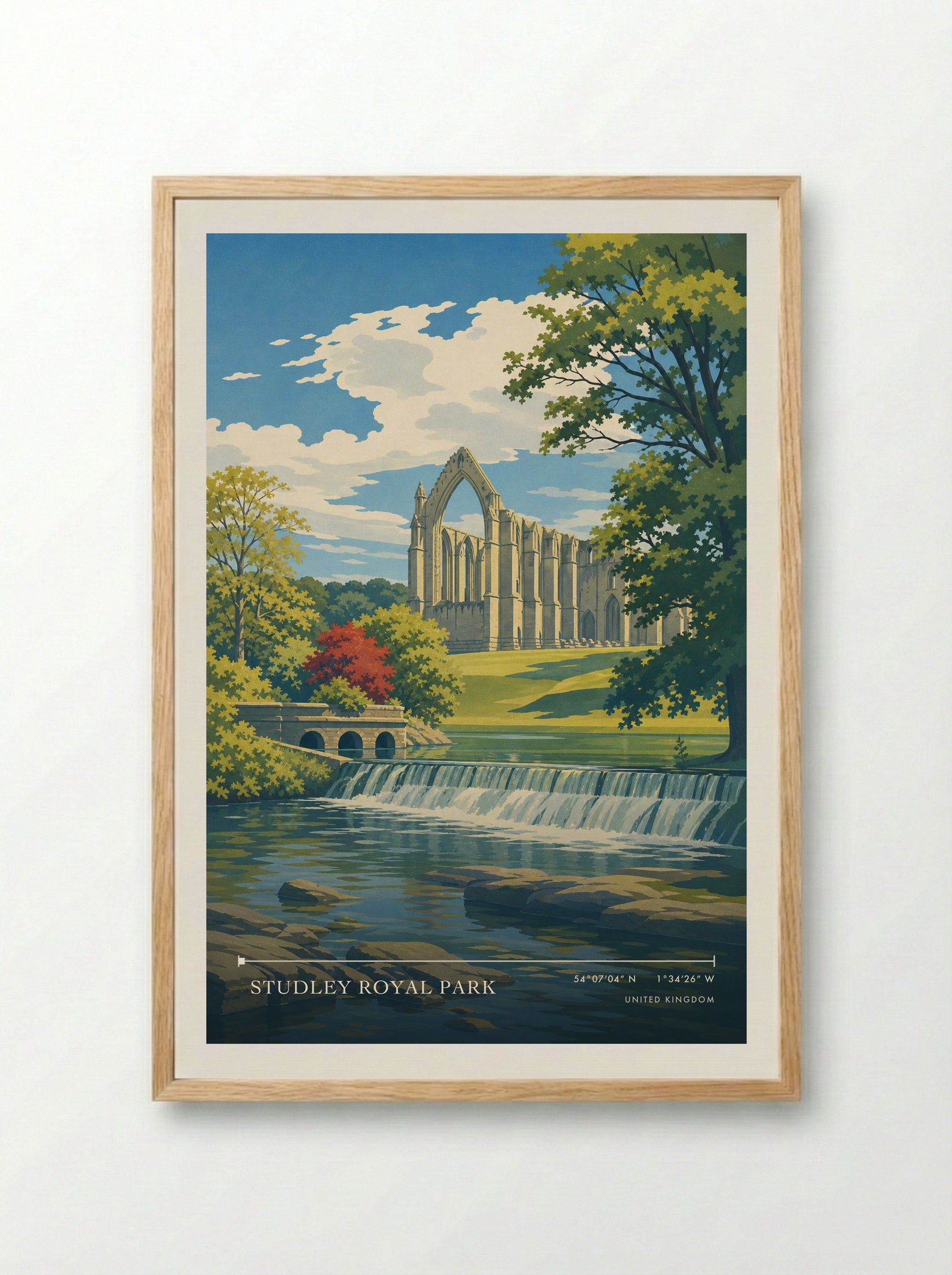 Studley Royal Park United Kingdom Travel Poster - Framed Print Wood