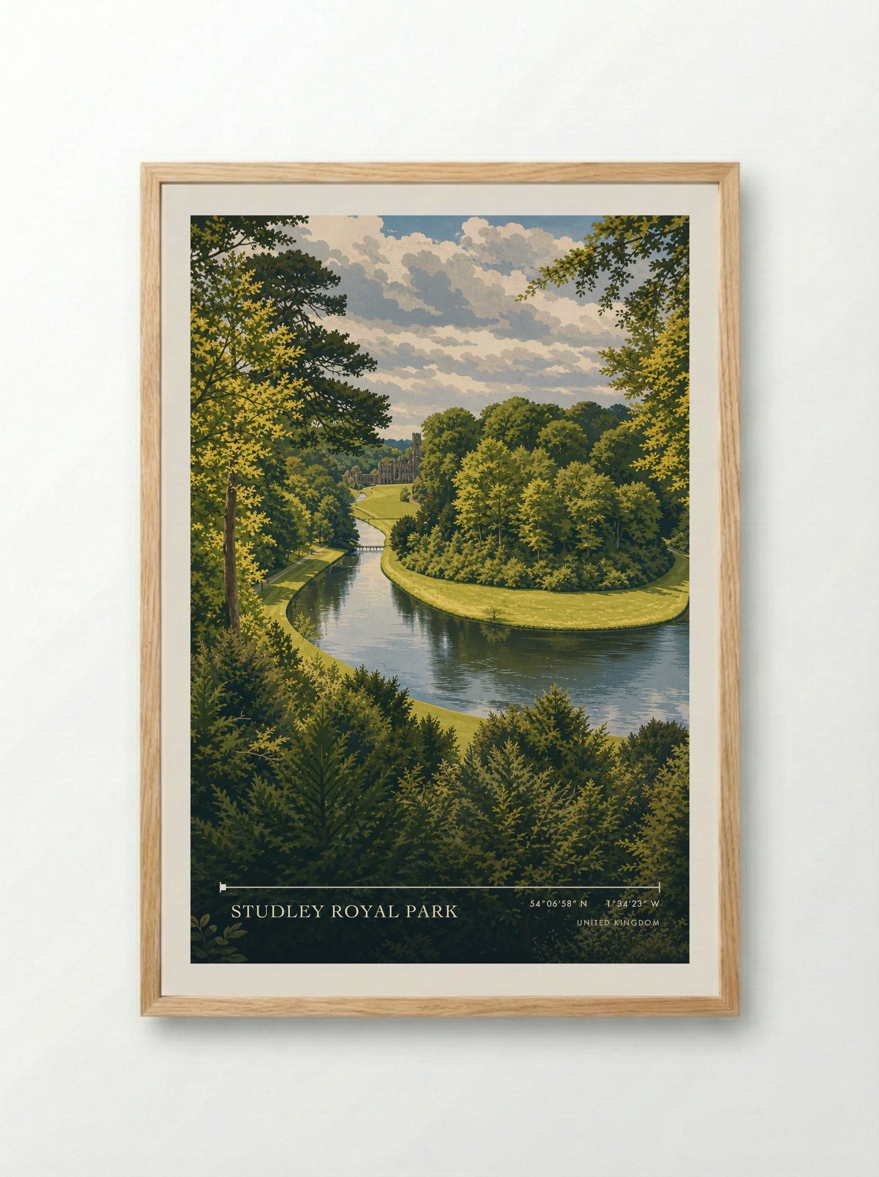 Studley Royal Park United Kingdom Travel Poster - Framed Print Wood