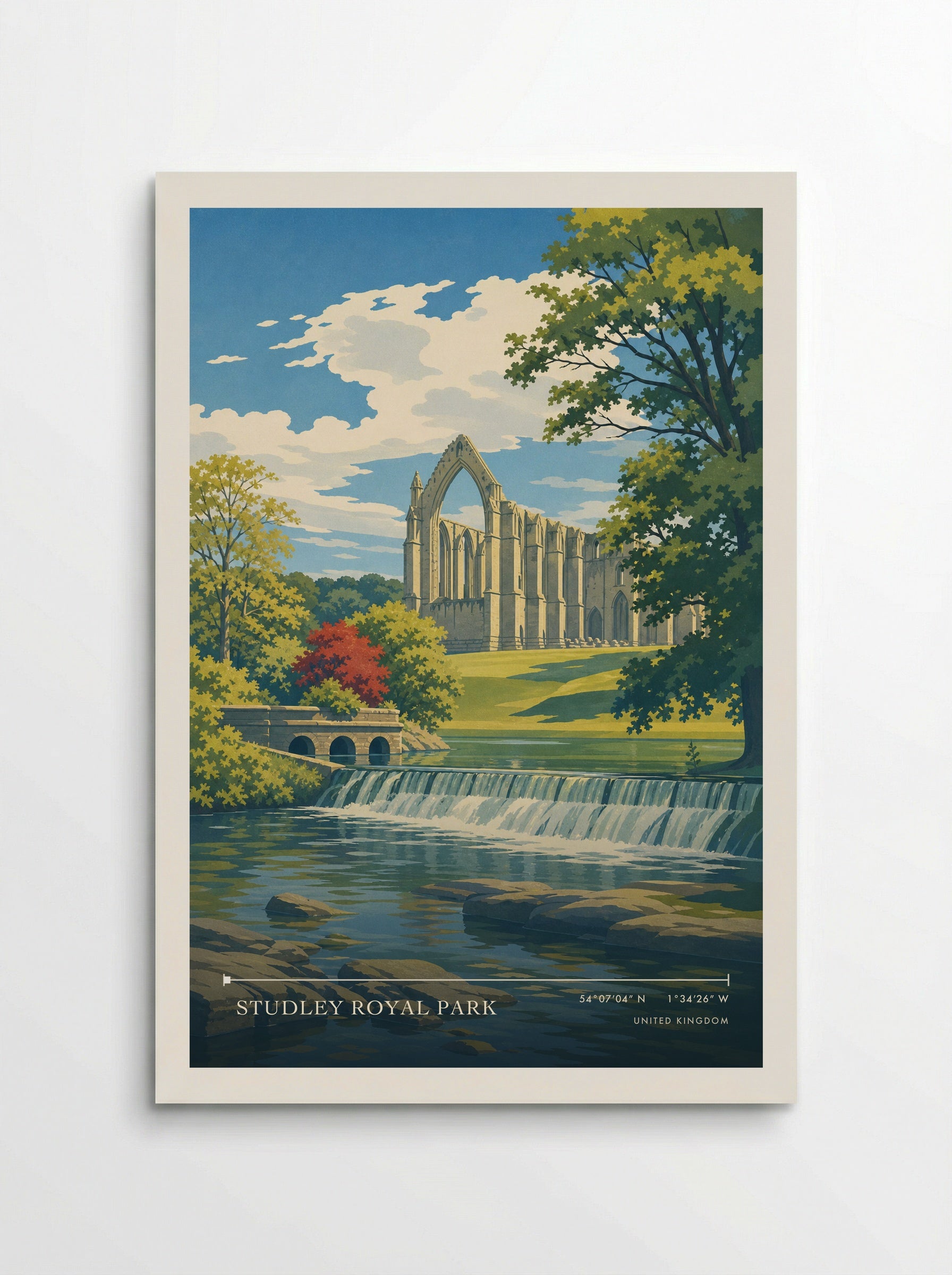 Studley Royal Park United Kingdom Travel Poster - Poster