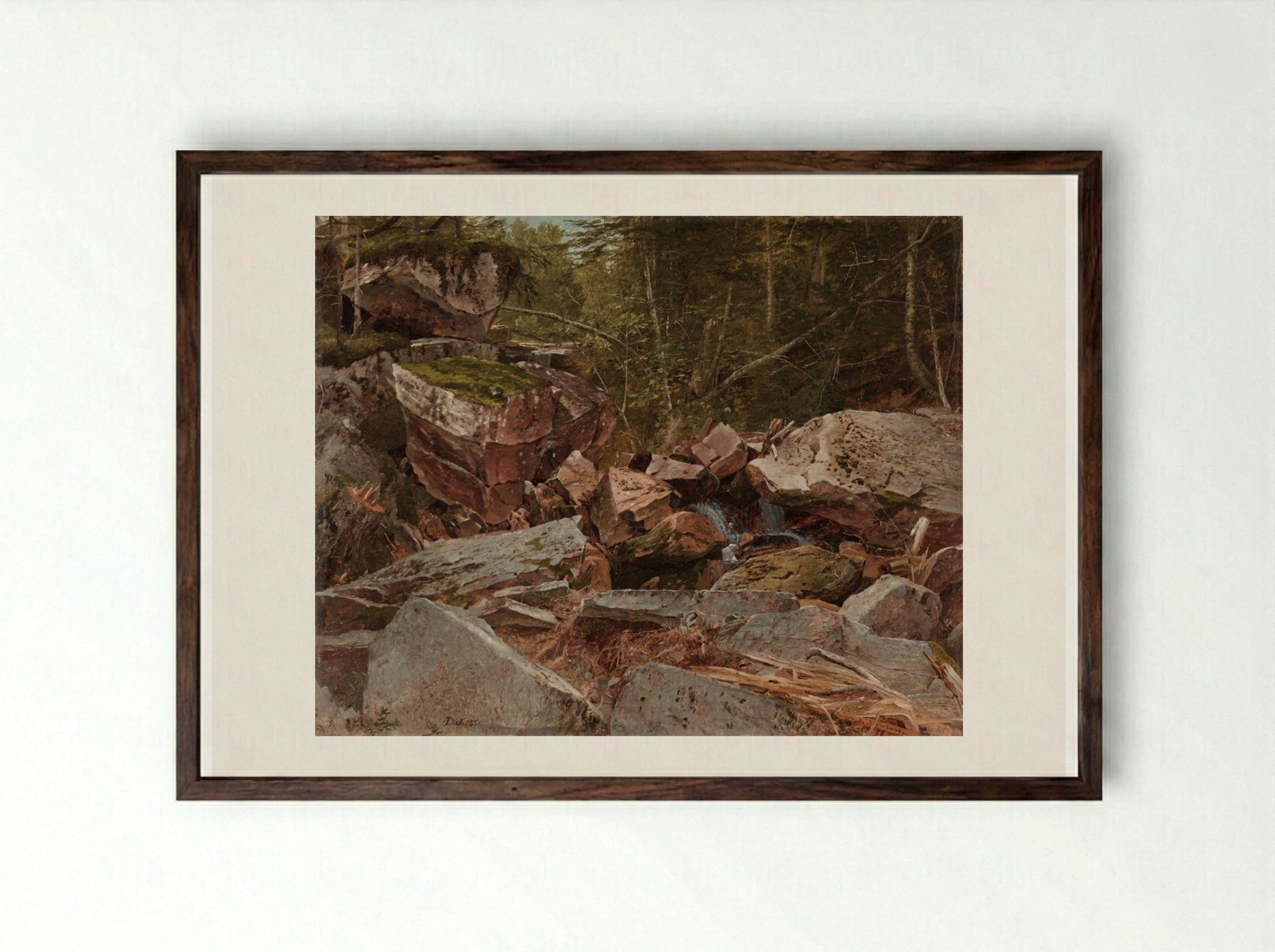 Study, North Conway, New Hampshire - David Johnson - Framed Print Dark Wood