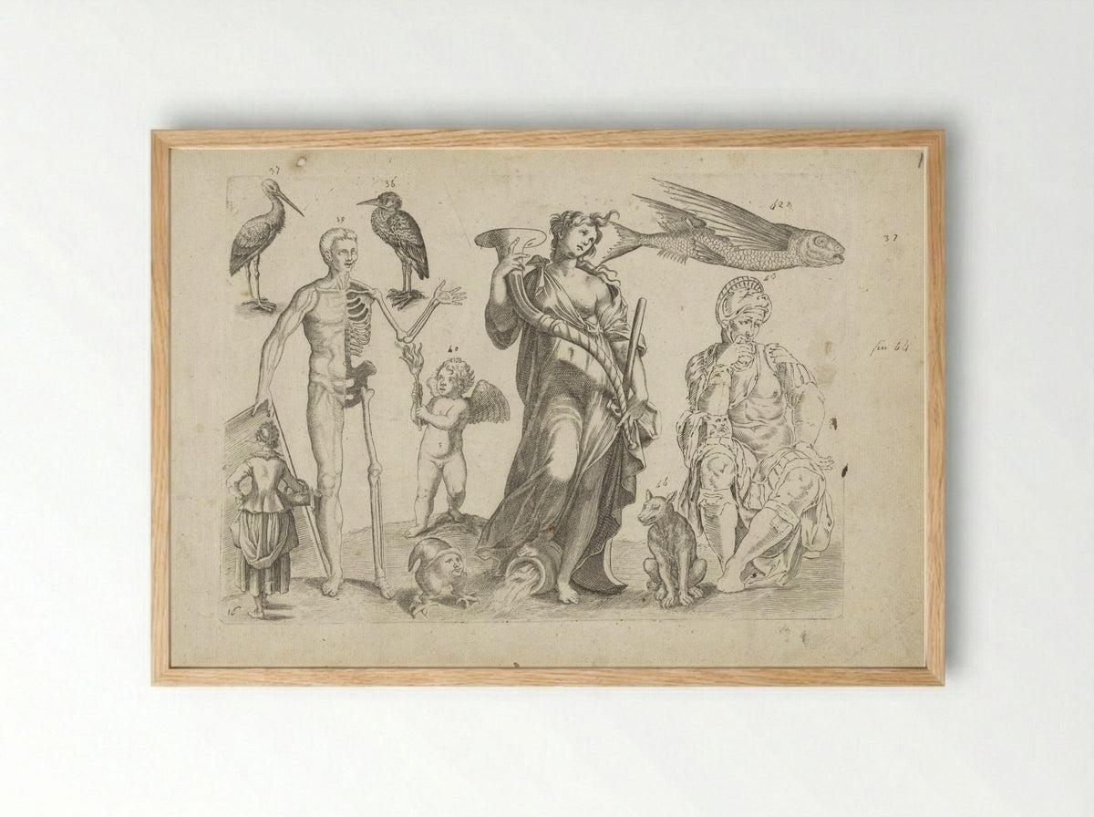 Study Sheet with Drawing Examples - Michael Snijders - Framed Print Wood