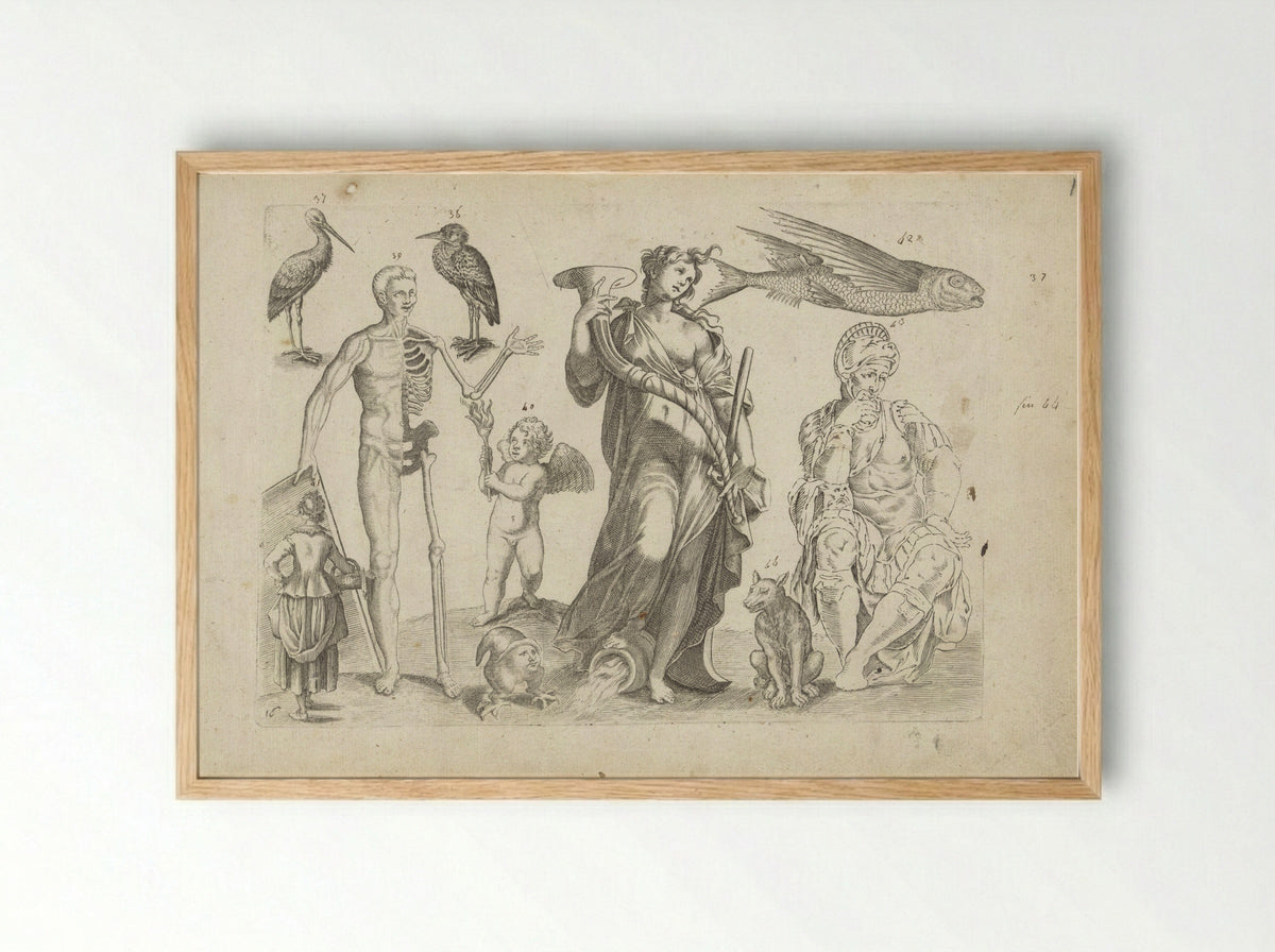 Study Sheet with Drawing Examples - Michael Snijders - Framed Print Wood
