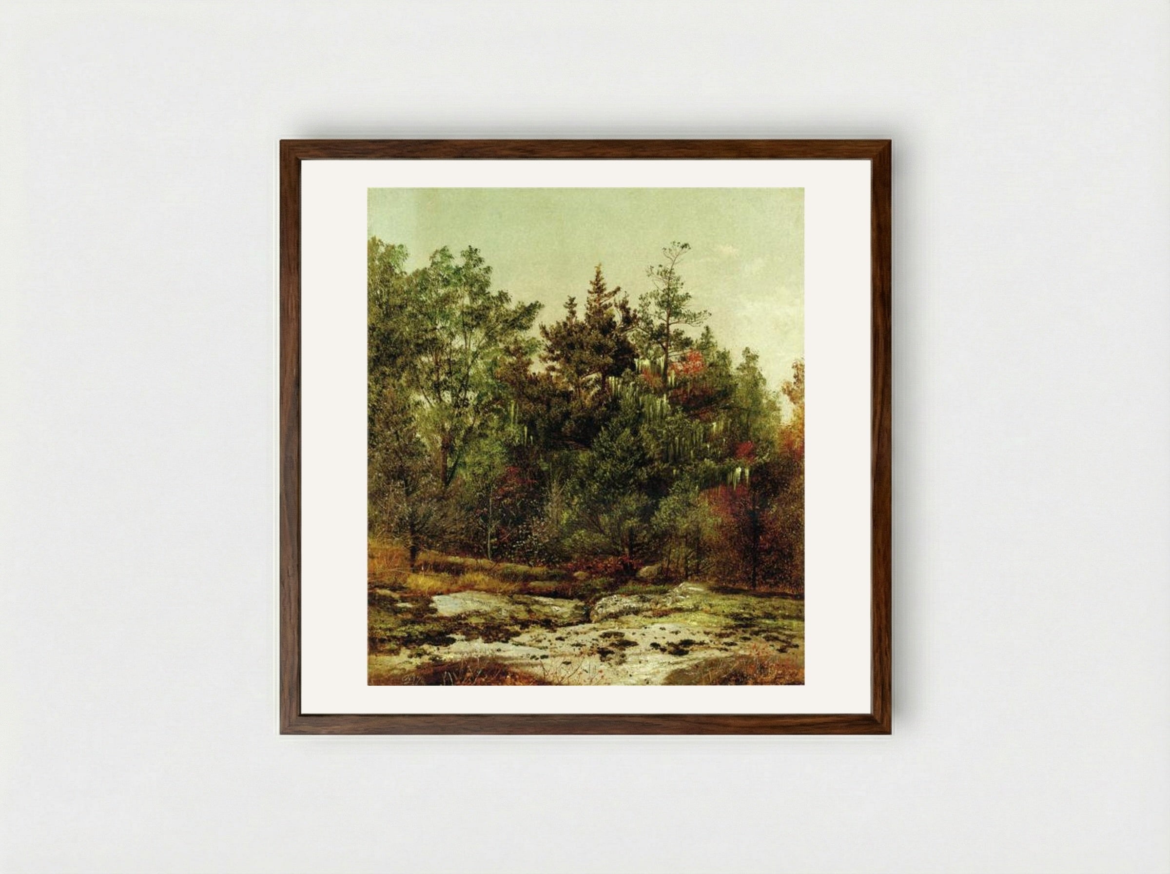 Study at Ramapo, New York - David Johnson - Framed Print Dark Wood